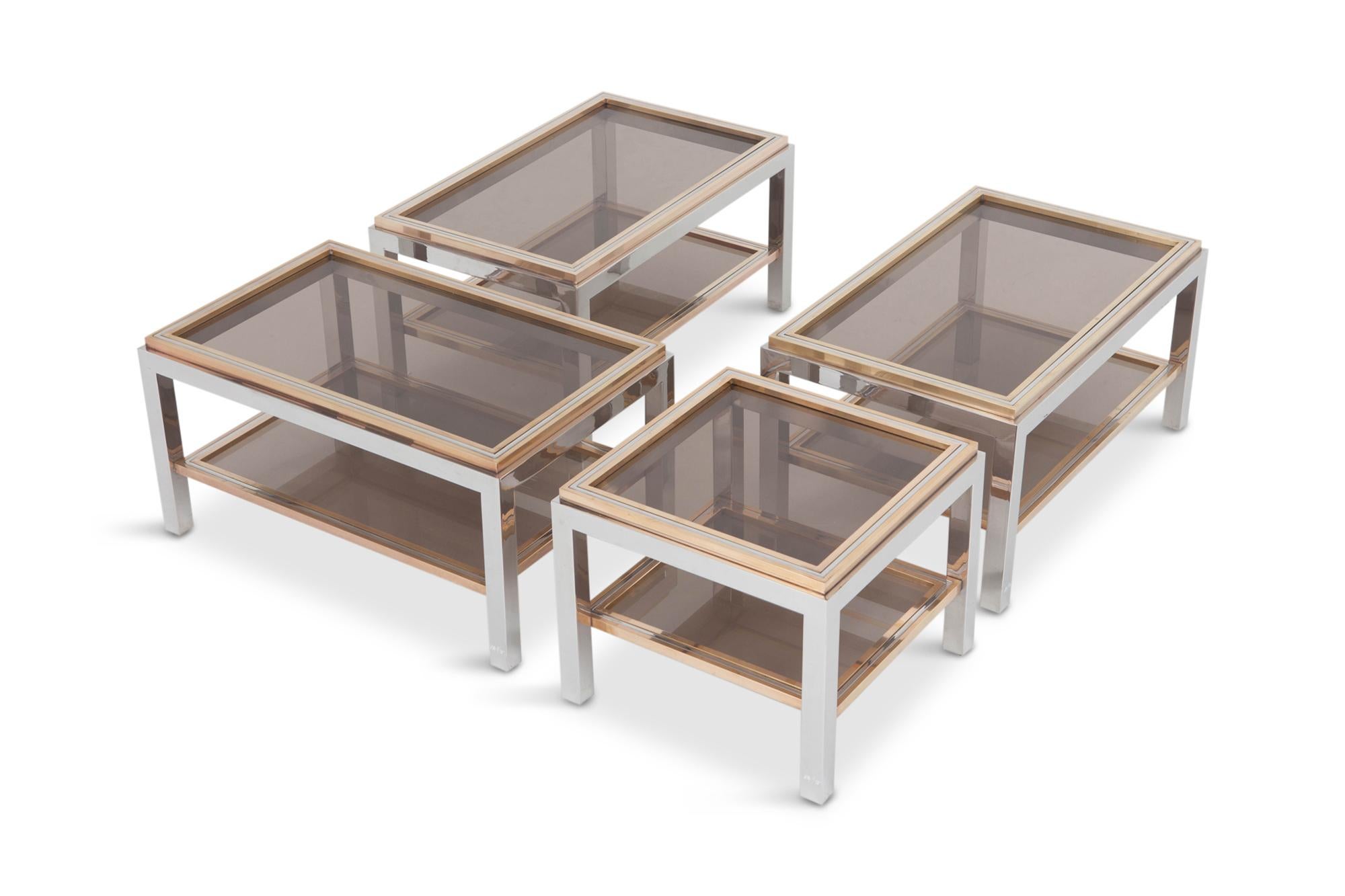 Willy Rizzo Linea Flaminia Coffee Table in Brass, Chrome and Glass 2
