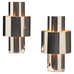 Vintage Willy Rizzo 'Love' Table Lamps in Chrome and Copper 