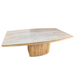 Willy Rizzo Marble Dining Table 1970s France Signed Travertine Reddish Brown