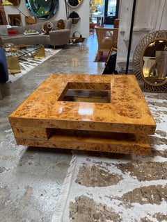 Willy Rizzo Mid-Century Burl Wood Coffee Table