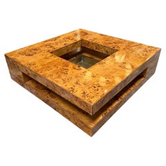Willy Rizzo Mid-Century Burl Wood Coffee Table