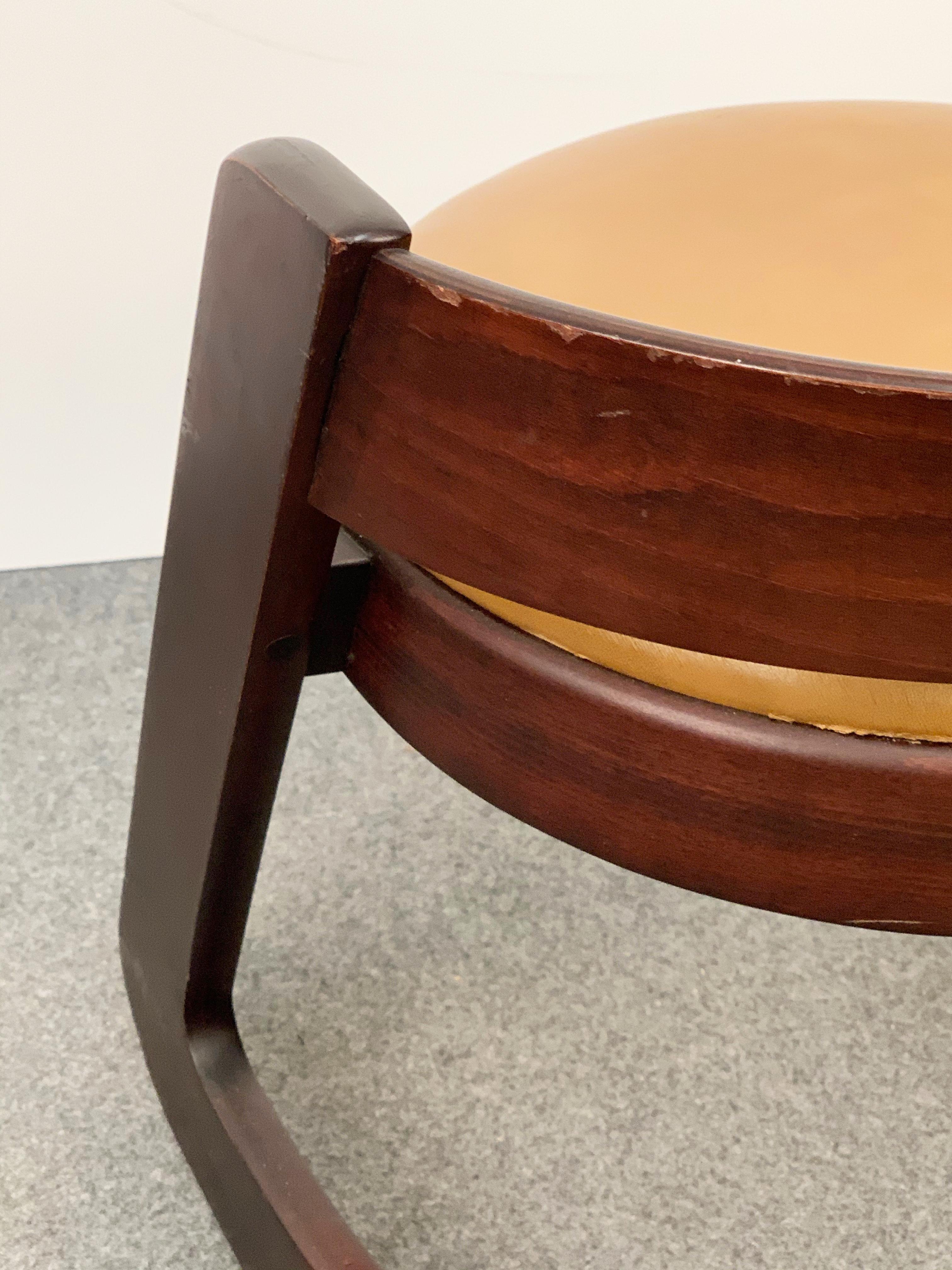 Willy Rizzo Midcentury Italian Chair Wood and Leather for Mario Sabot, 1970s 10