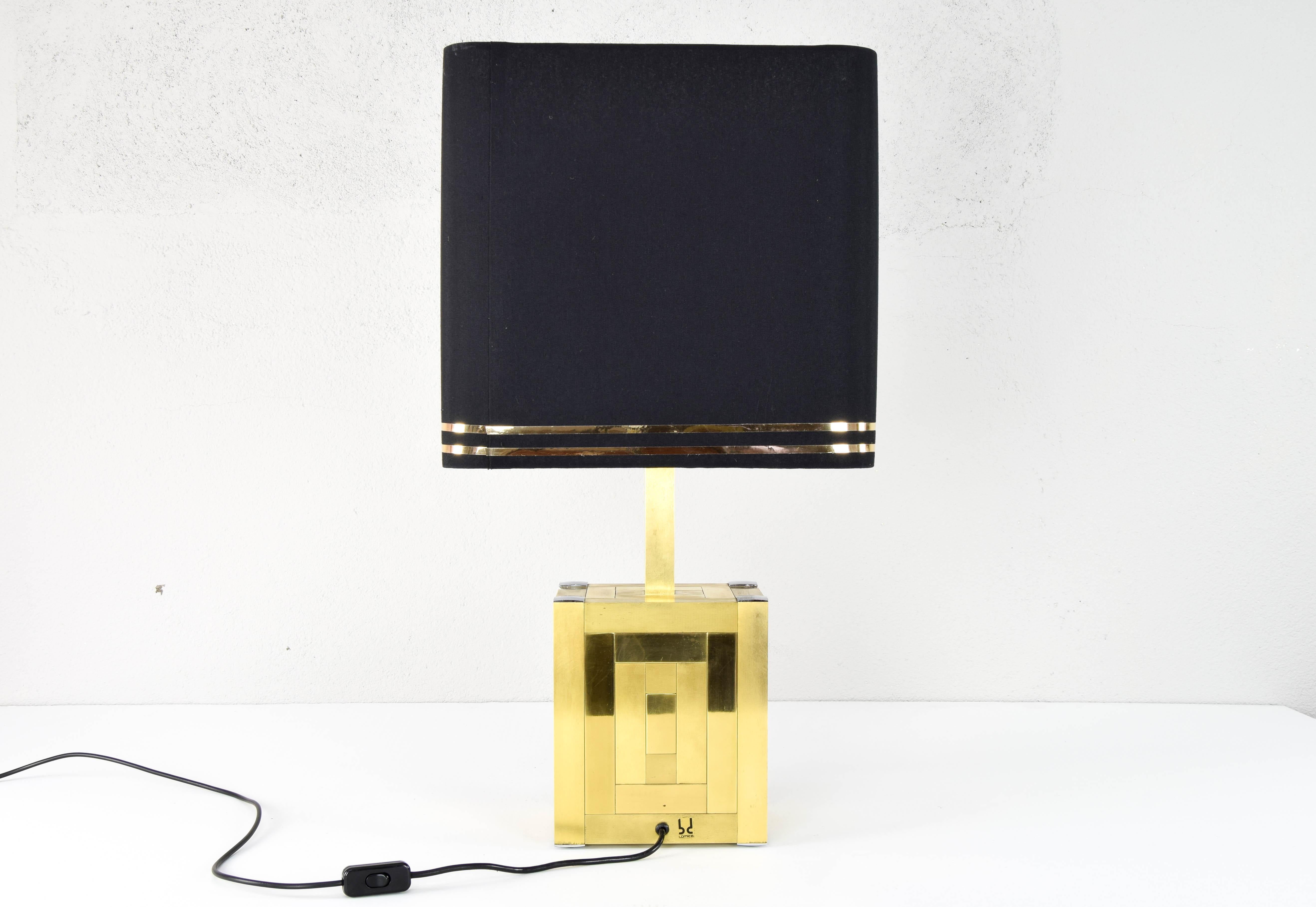 20th Century Mid-Century Italian Modern Cubic Brass Table Lamp by Lumica, 1970