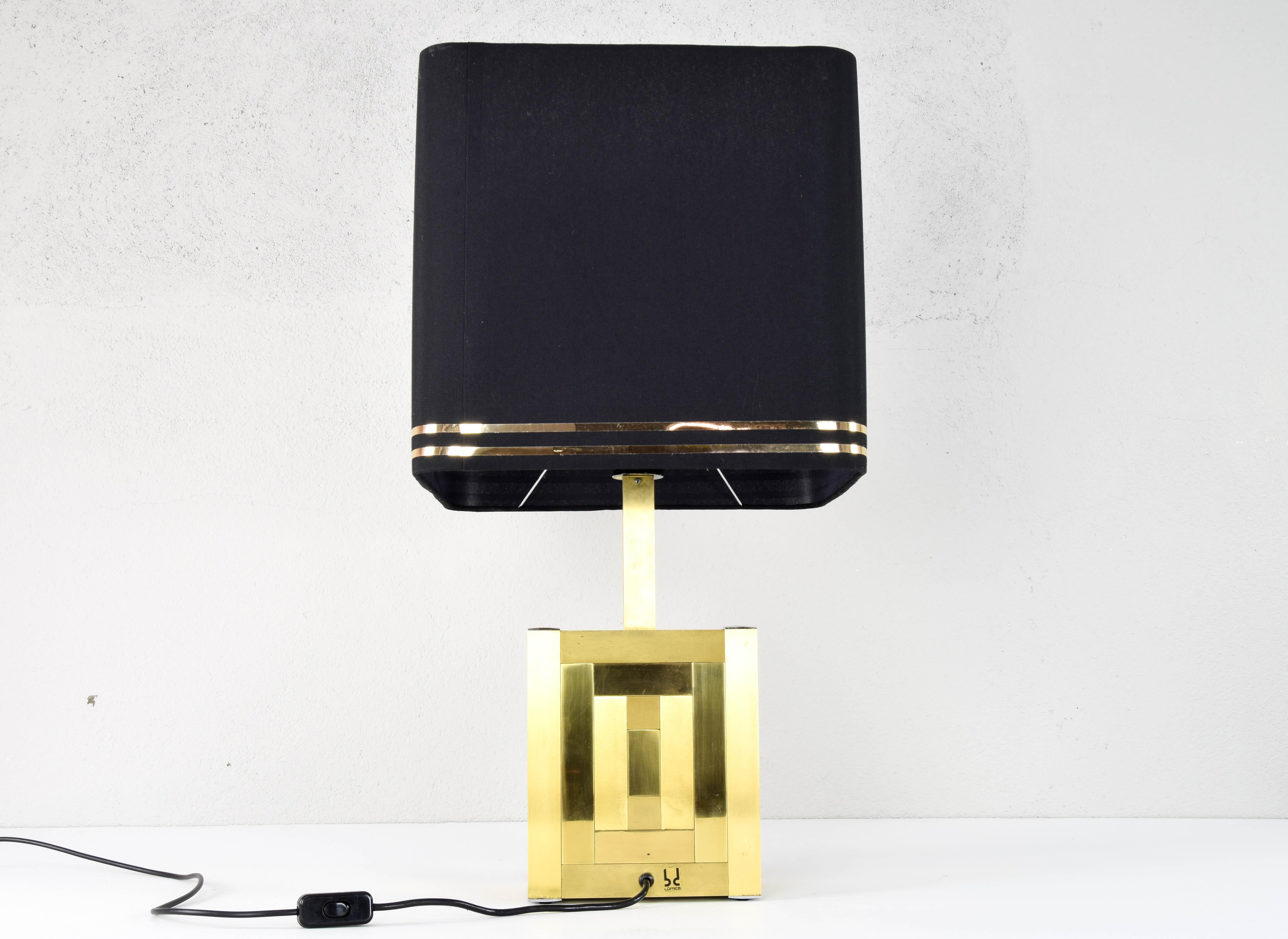 Mid-Century Italian Modern Cubic Brass Table Lamp by Lumica, 1970 1