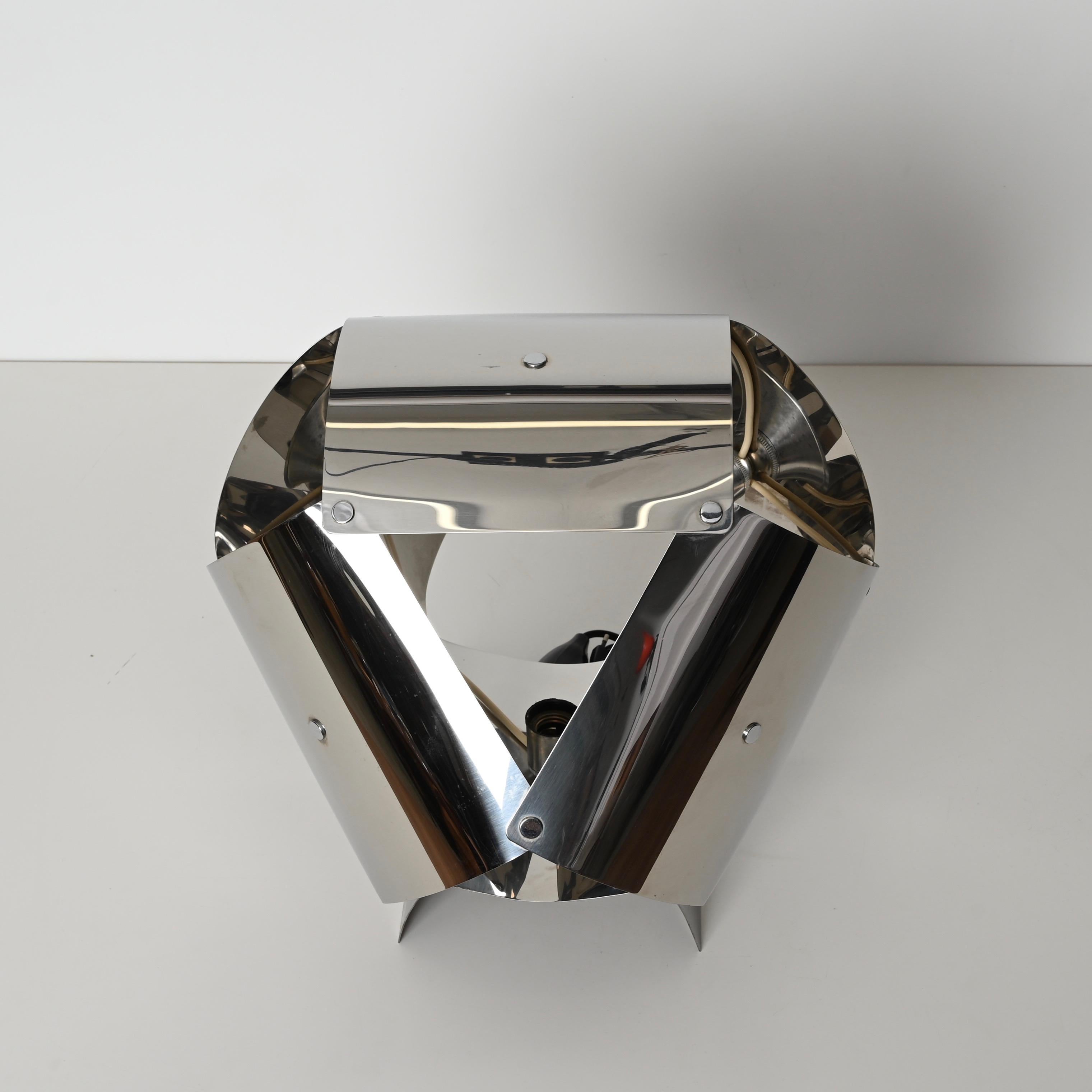 Willy Rizzo Mid-Century Large Sculptural Table Lamp in Chrome, Italy 1970s For Sale 3
