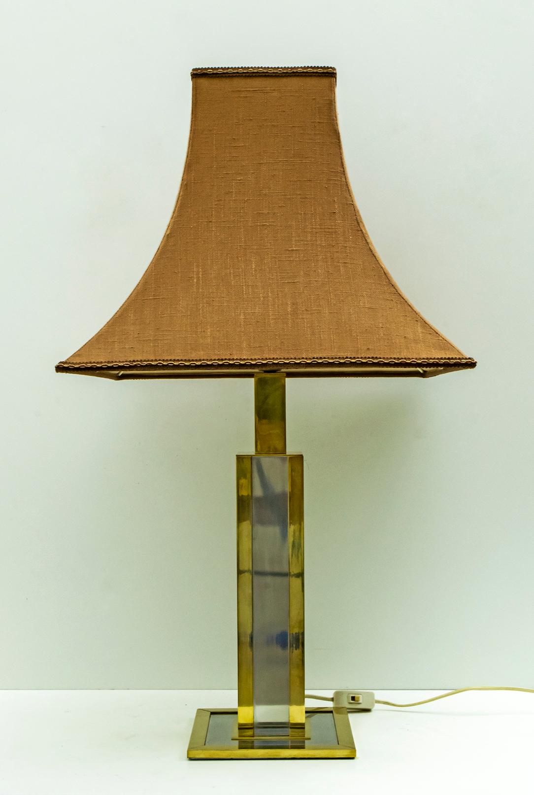 Willy Rizzo Mid-Century Modern Italian Brass and Chrome Table Lamp, 1970s 4