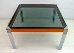Willy Rizzo Style MidCentury Modern Italian Chrome and Leather Dining Table, 70s