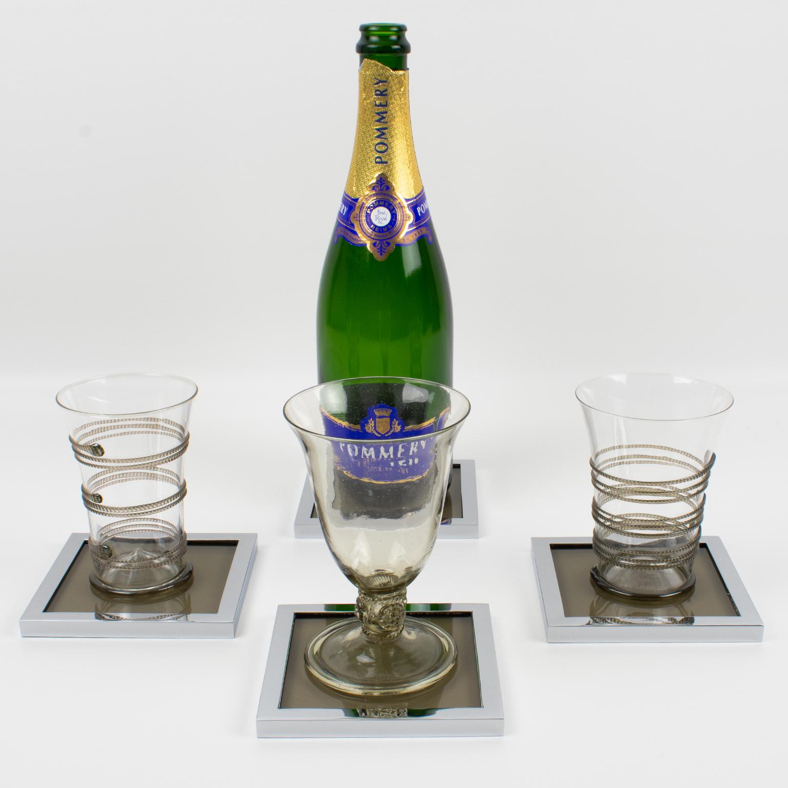 Posavasos cromados modernistas Willy Rizzo, hacia 1970 en venta 7