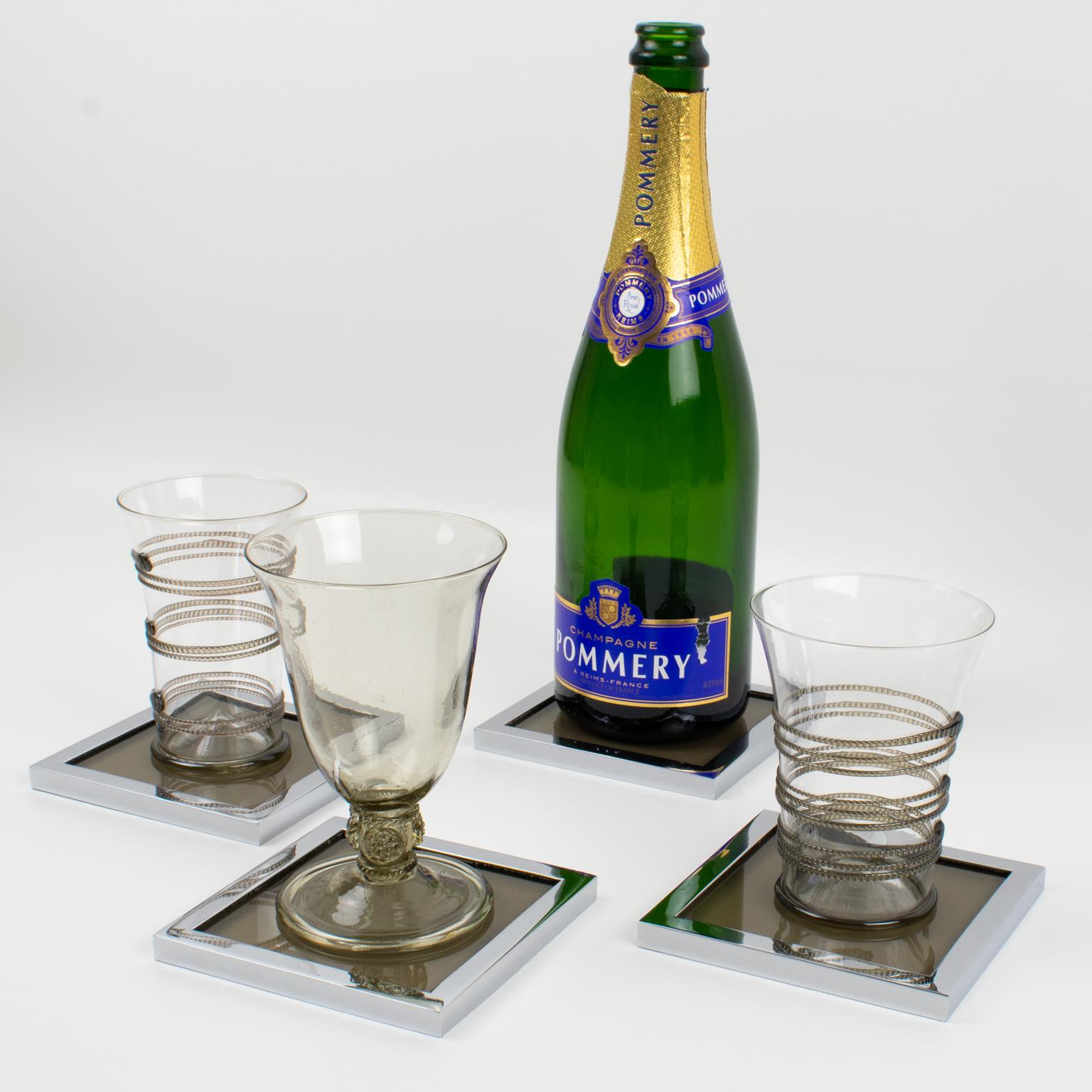 Posavasos cromados modernistas Willy Rizzo, hacia 1970 en venta 8