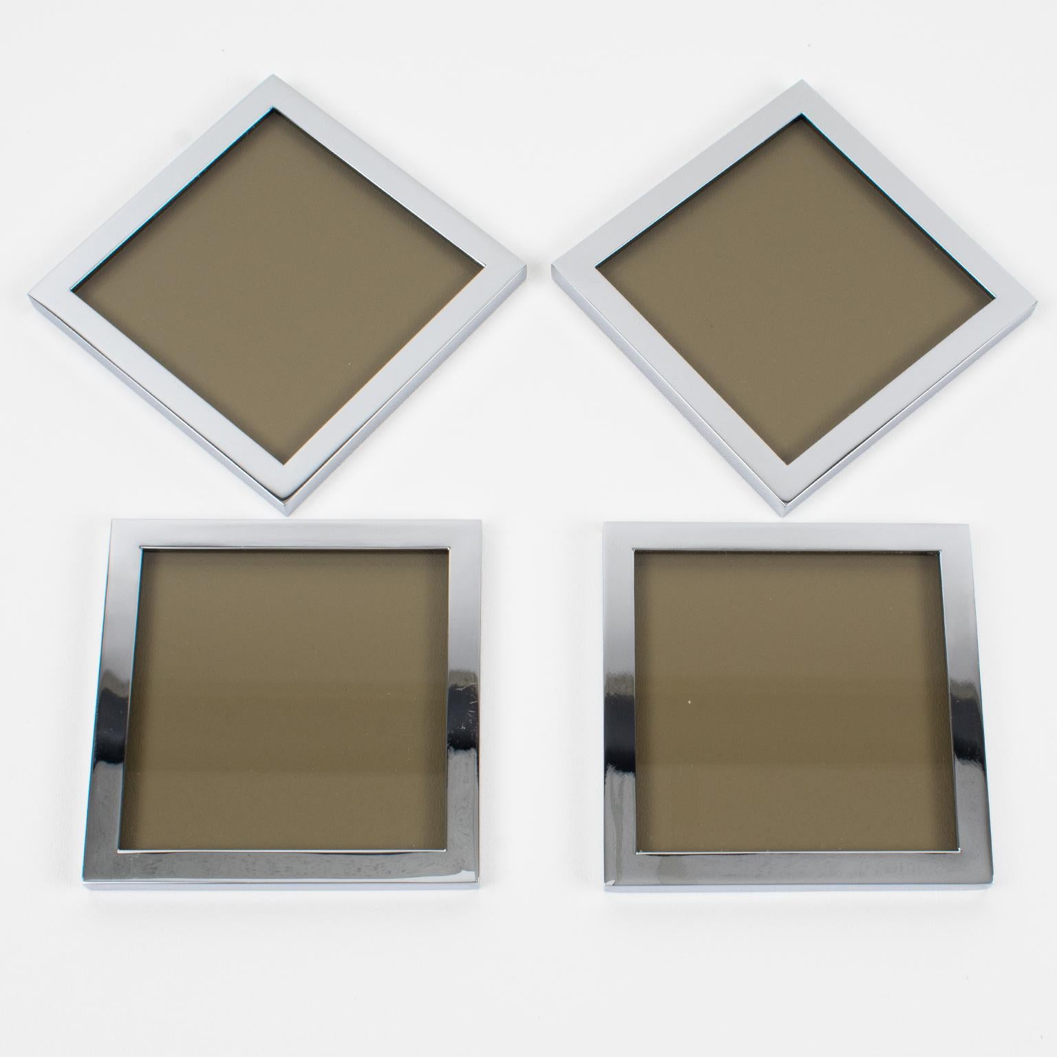 Posavasos cromados modernistas Willy Rizzo, hacia 1970 en venta 1