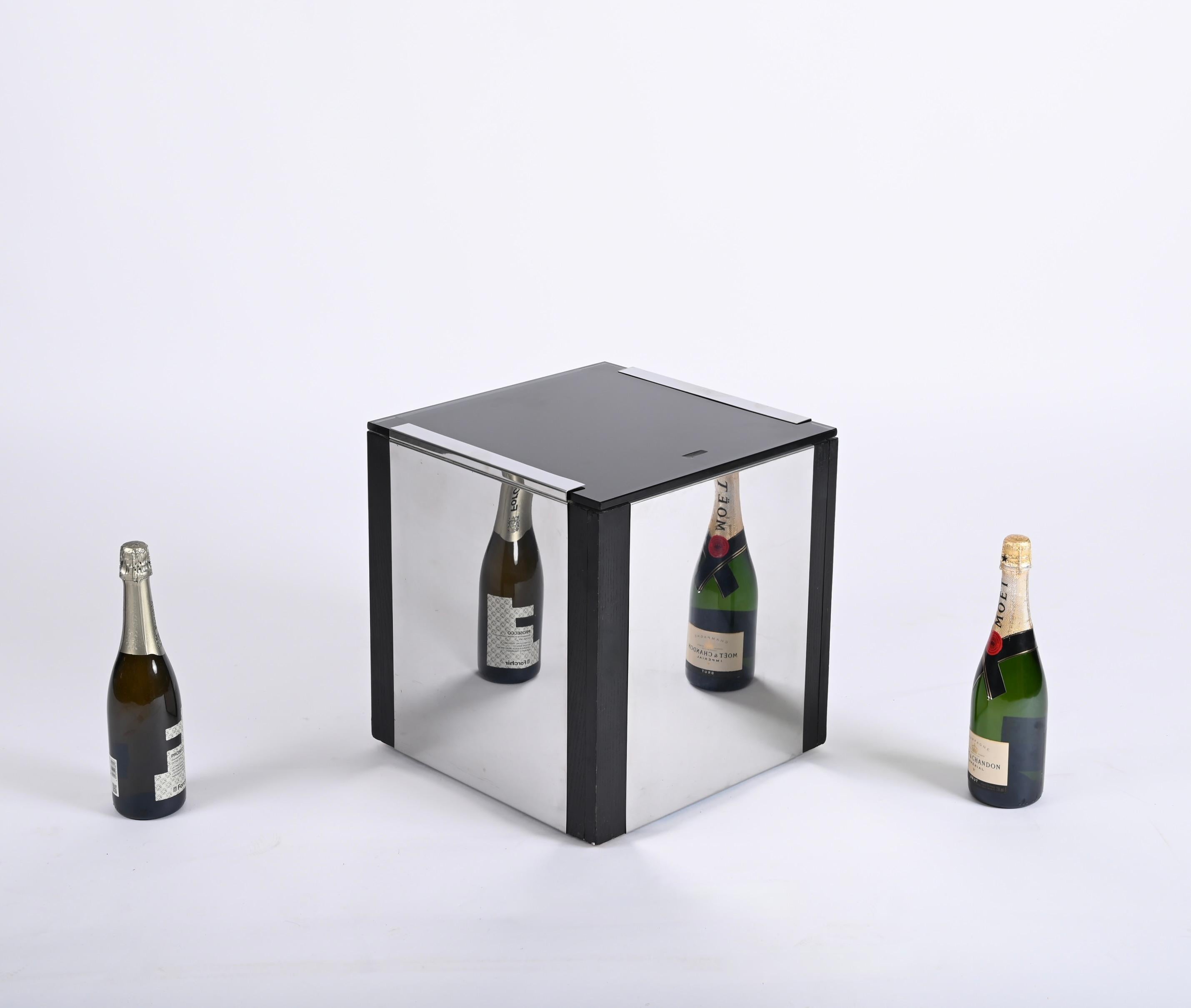 Mid-Century Modern Bar cubique chromé du milieu du siècle dernier, Italie, 1970 en vente