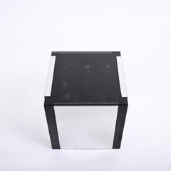 Midcentury Cubic Chromed Steel, Wood and Glass Dry Bar, Italy 1970s