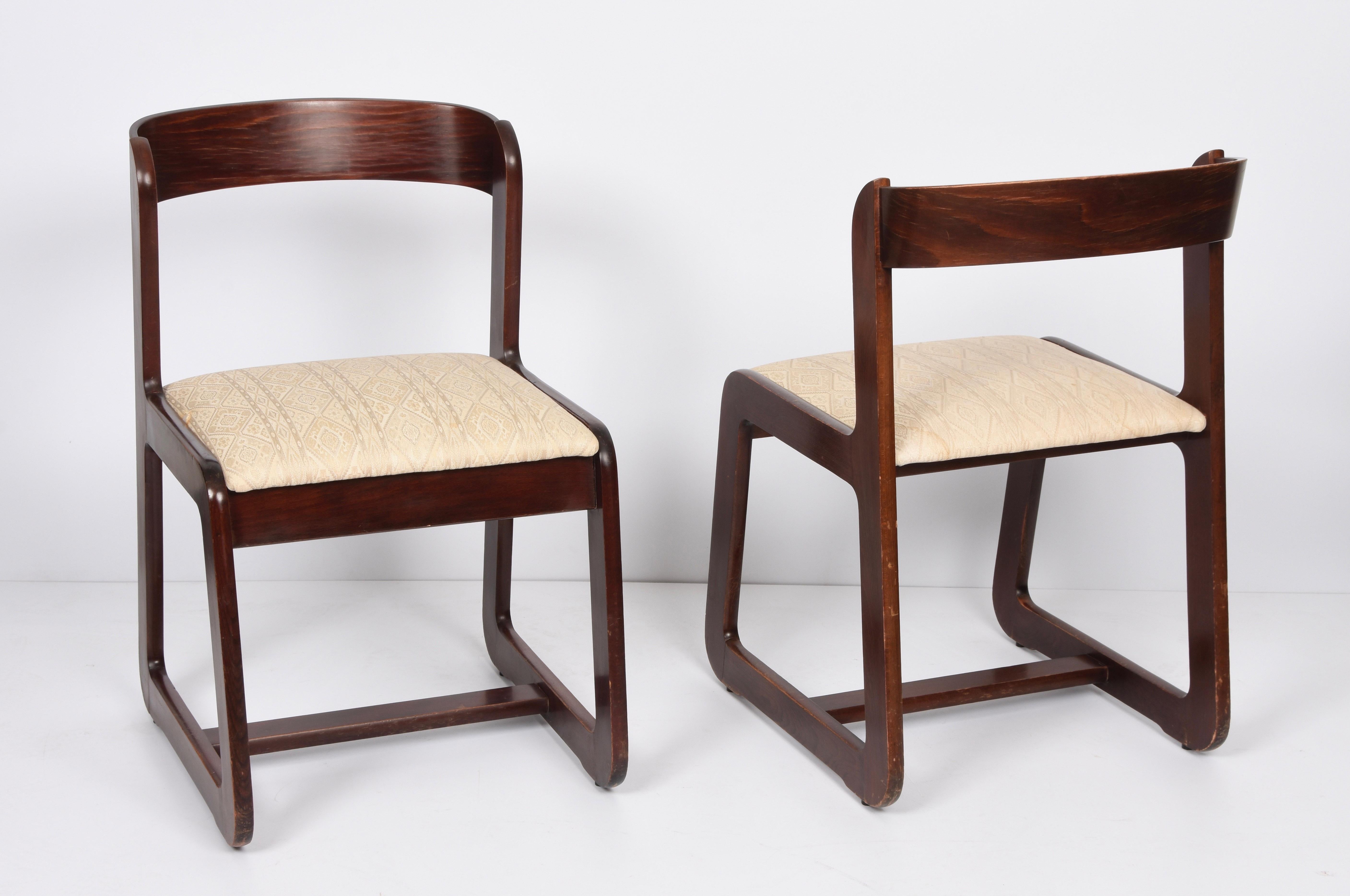 Willy Rizzo Midcentury Italian Wooden and Fabric Chairs for Mario Sabot, 1970 5
