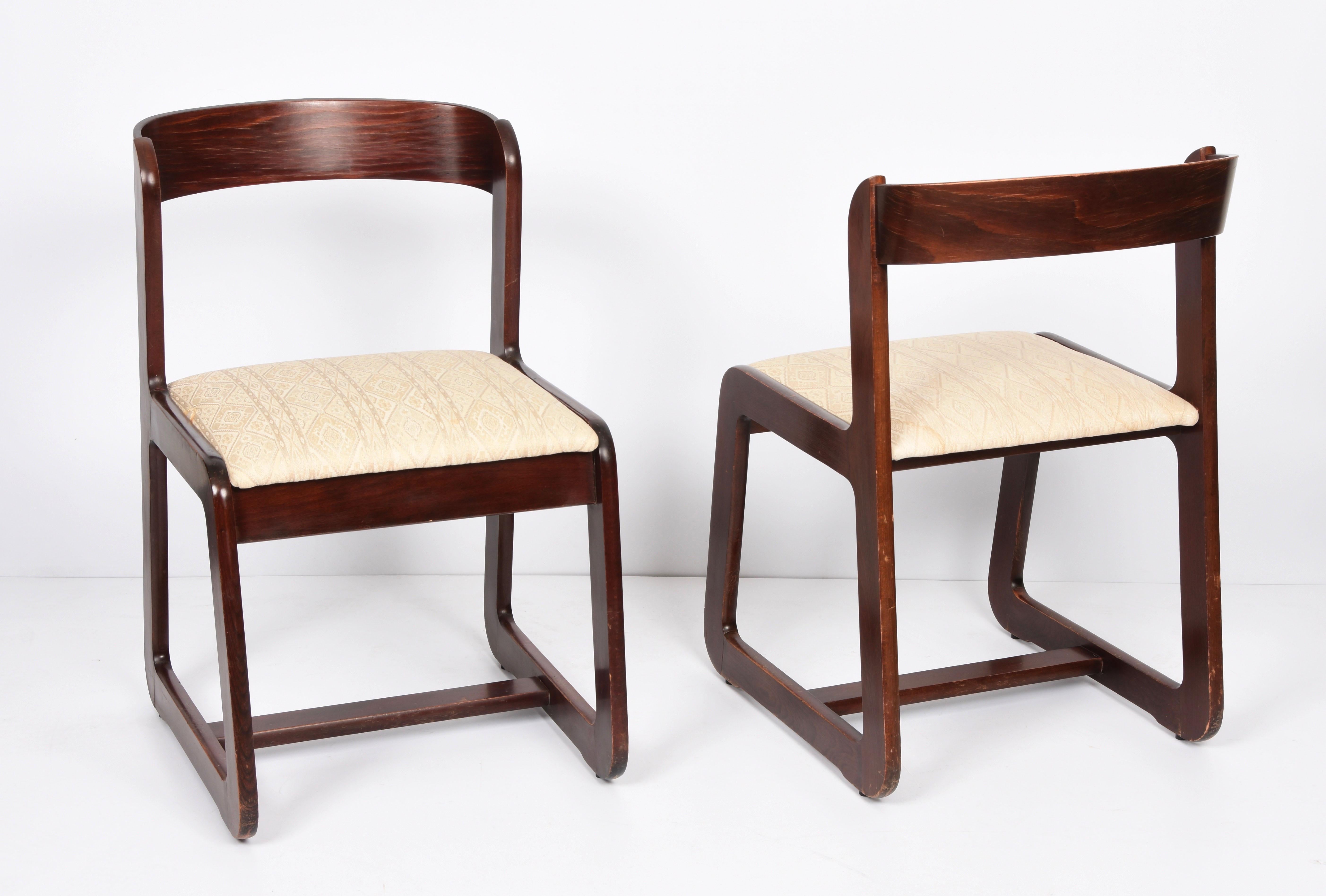 Willy Rizzo Midcentury Italian Wooden and Fabric Chairs for Mario Sabot, 1970 6