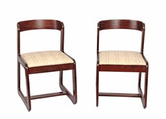 Willy Rizzo Midcentury Italian Wooden and Fabric Chairs for Mario Sabot, 1970