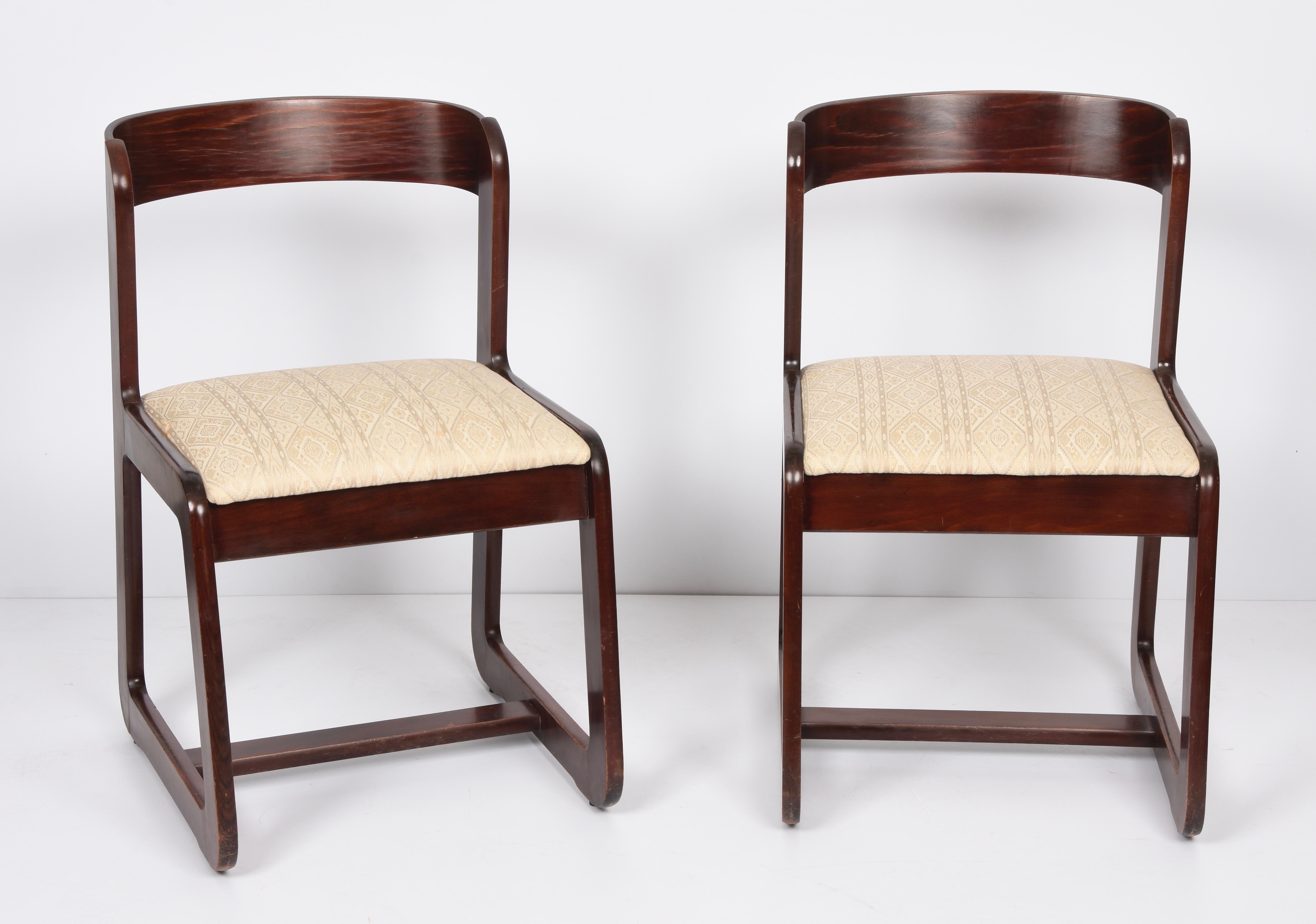 Willy Rizzo Midcentury Italian Wooden and Fabric Chairs for Mario Sabot, 1970 In Good Condition In Roma, IT