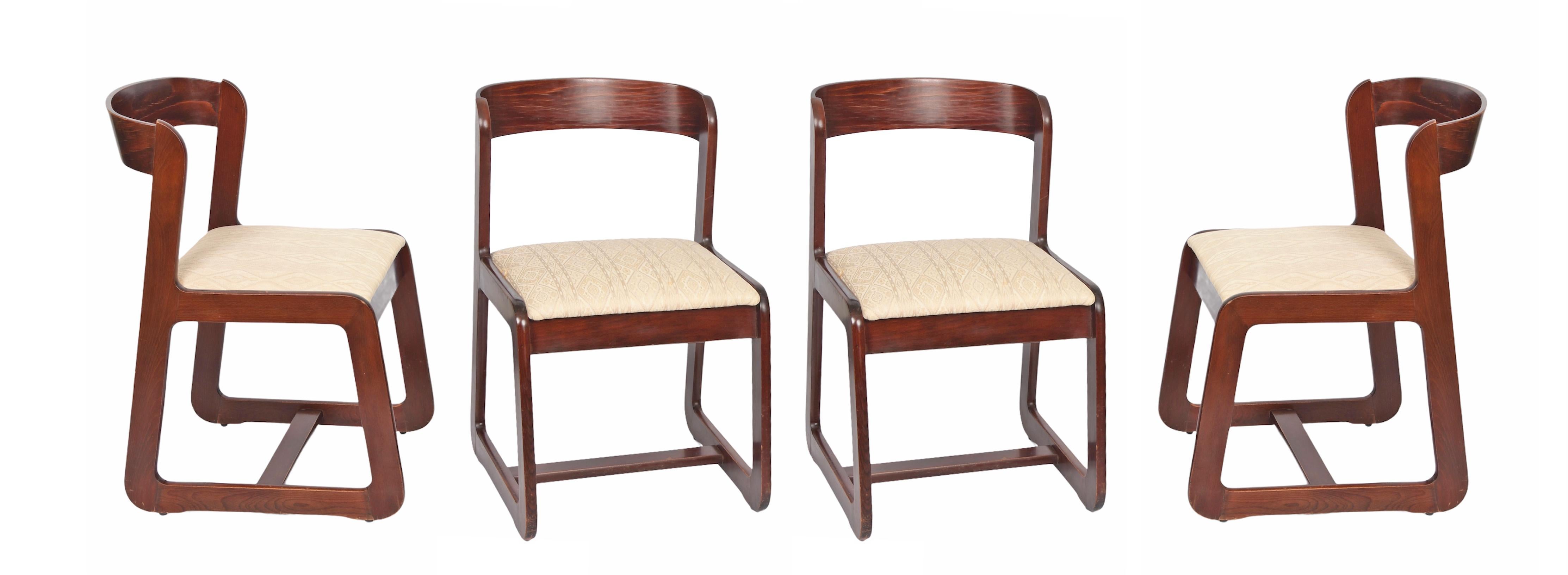 Willy Rizzo Midcentury Italian Wooden and Fabric Chairs for Mario Sabot, 1970 1