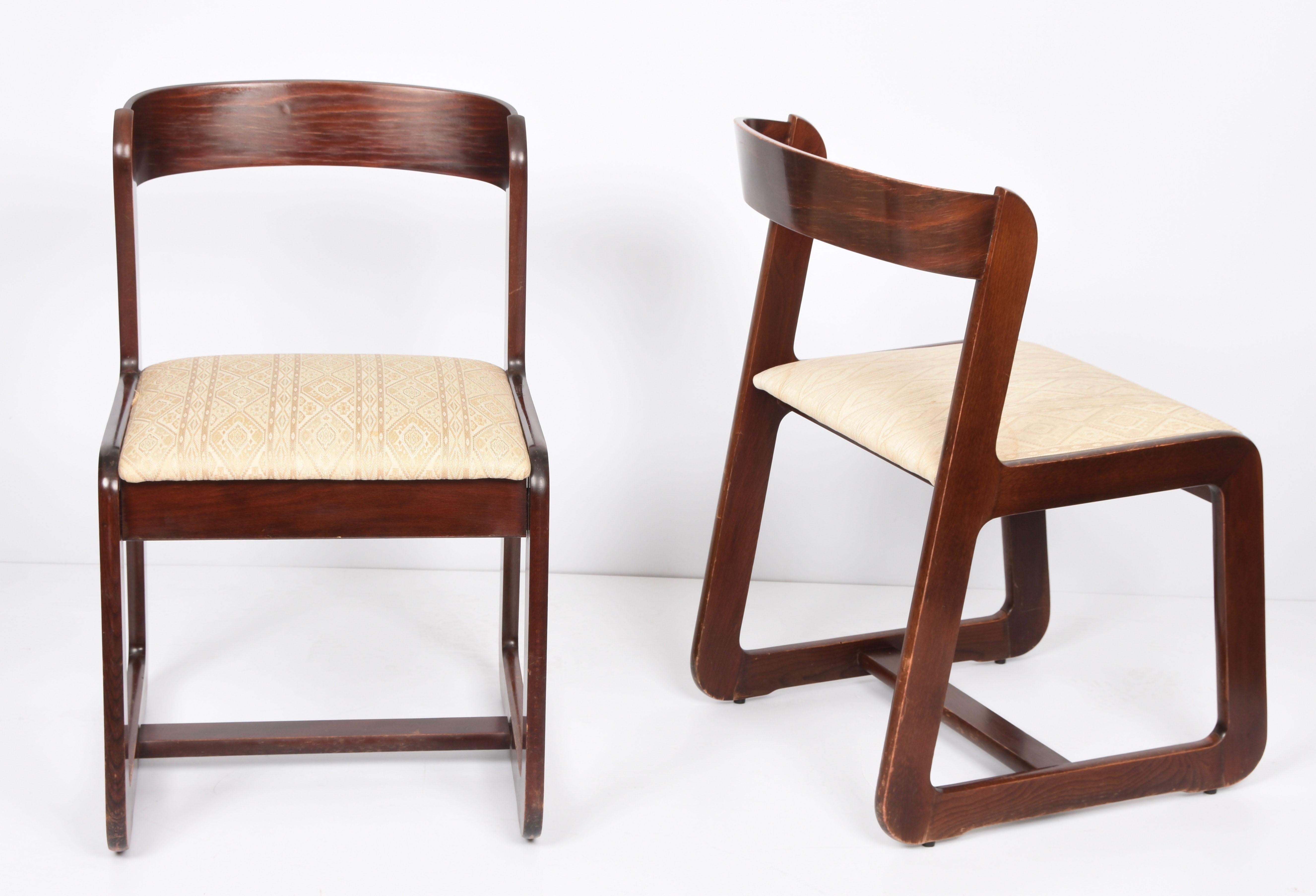Willy Rizzo Midcentury Italian Wooden and Fabric Chairs for Mario Sabot, 1970 2