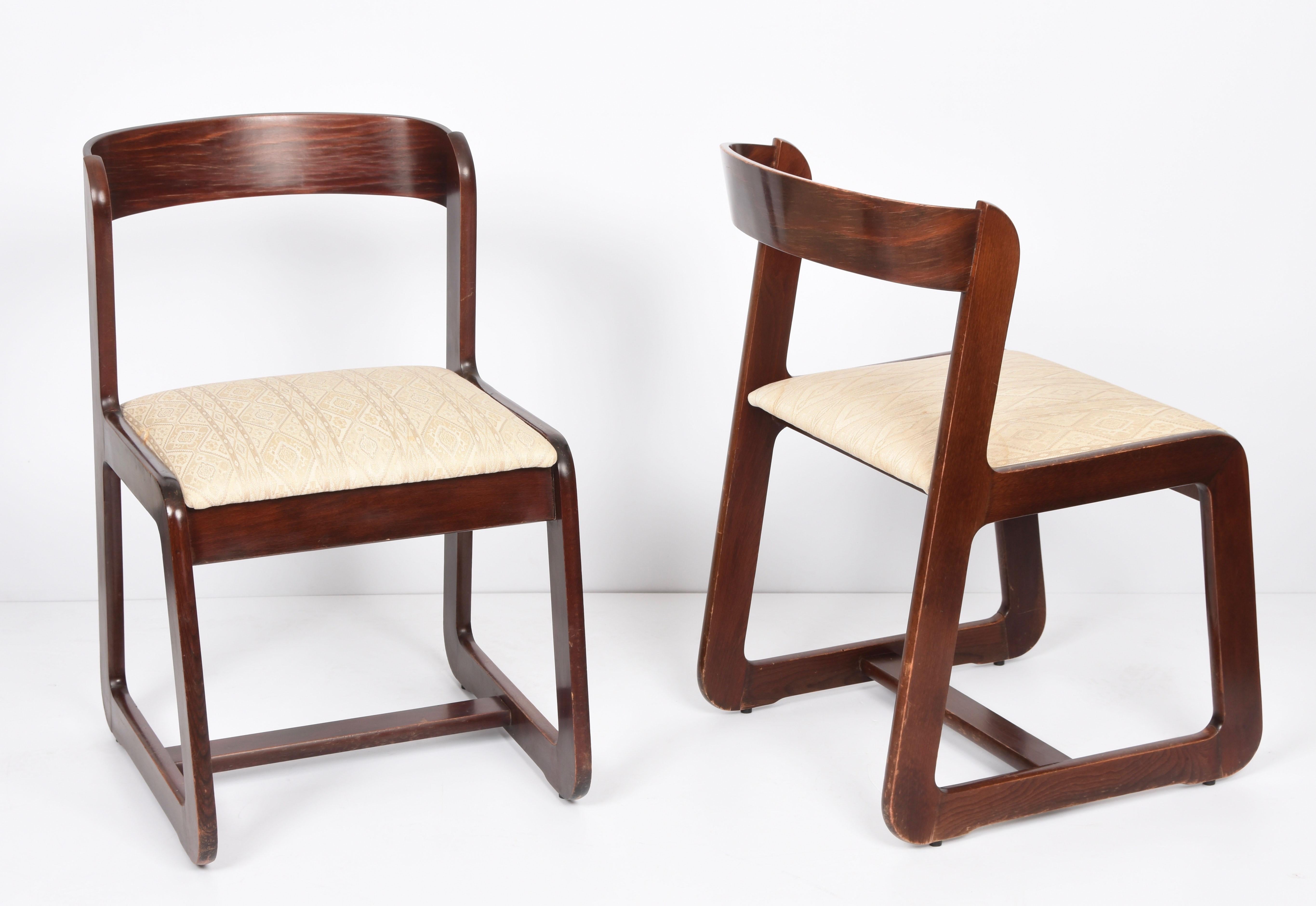 Willy Rizzo Midcentury Italian Wooden and Fabric Chairs for Mario Sabot, 1970 3