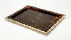 Willy Rizzo Midcentury Lucite and Brass Serving Tray for Christian Dior, 1970s