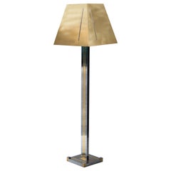 Willy Rizzo Moderne italienische Stehlampe aus Chrom und Messing aus der Mitte des Jahrhunderts, Italien, 1970