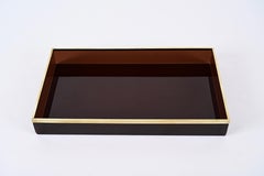 Willy Rizzo Midcentury Smoked Lucite and Brass Italian Serving Tray, 1970s