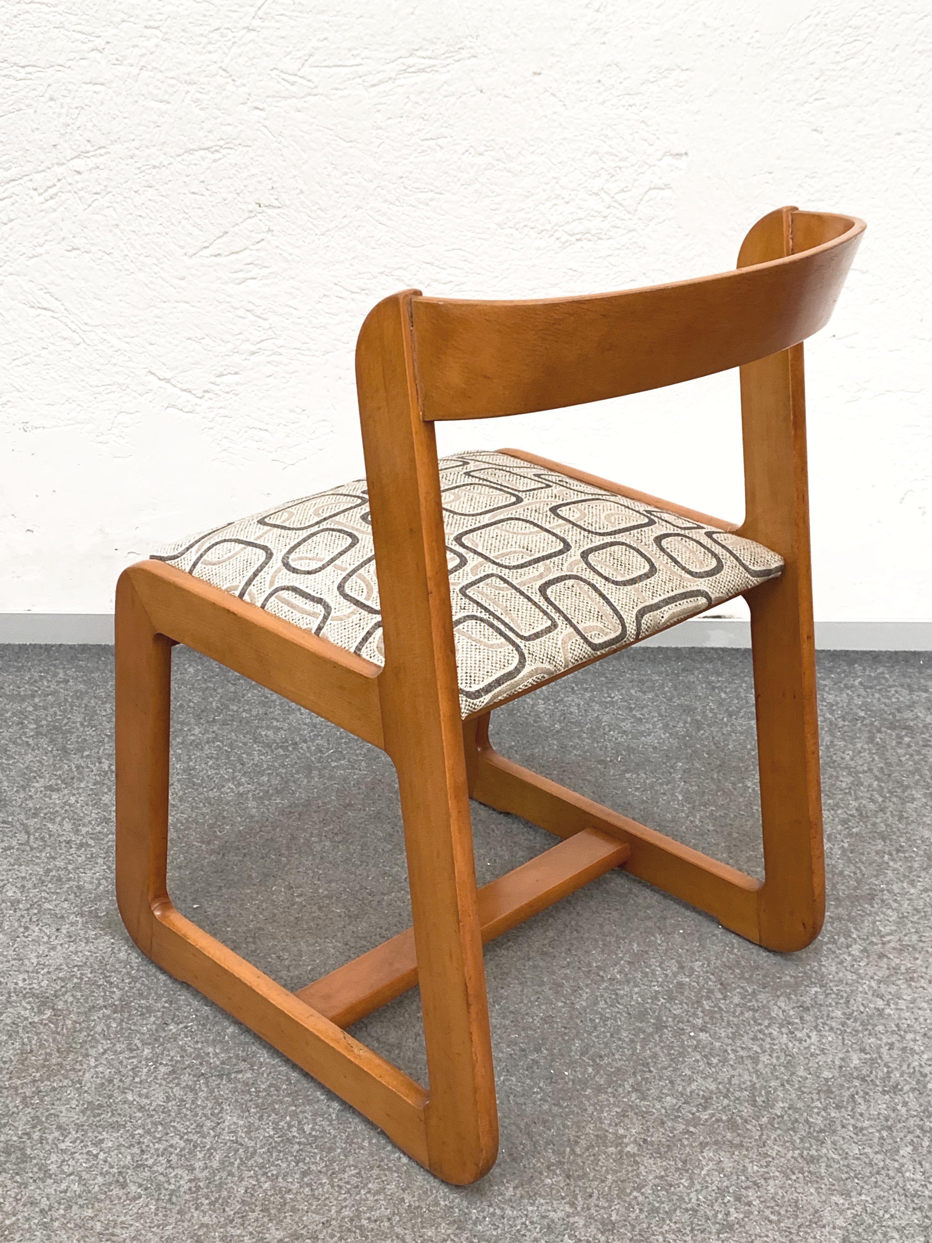 Willy Rizzo Midcentury Wooden and Fabric Italian Chairs for Mario Sabot, 1970 6