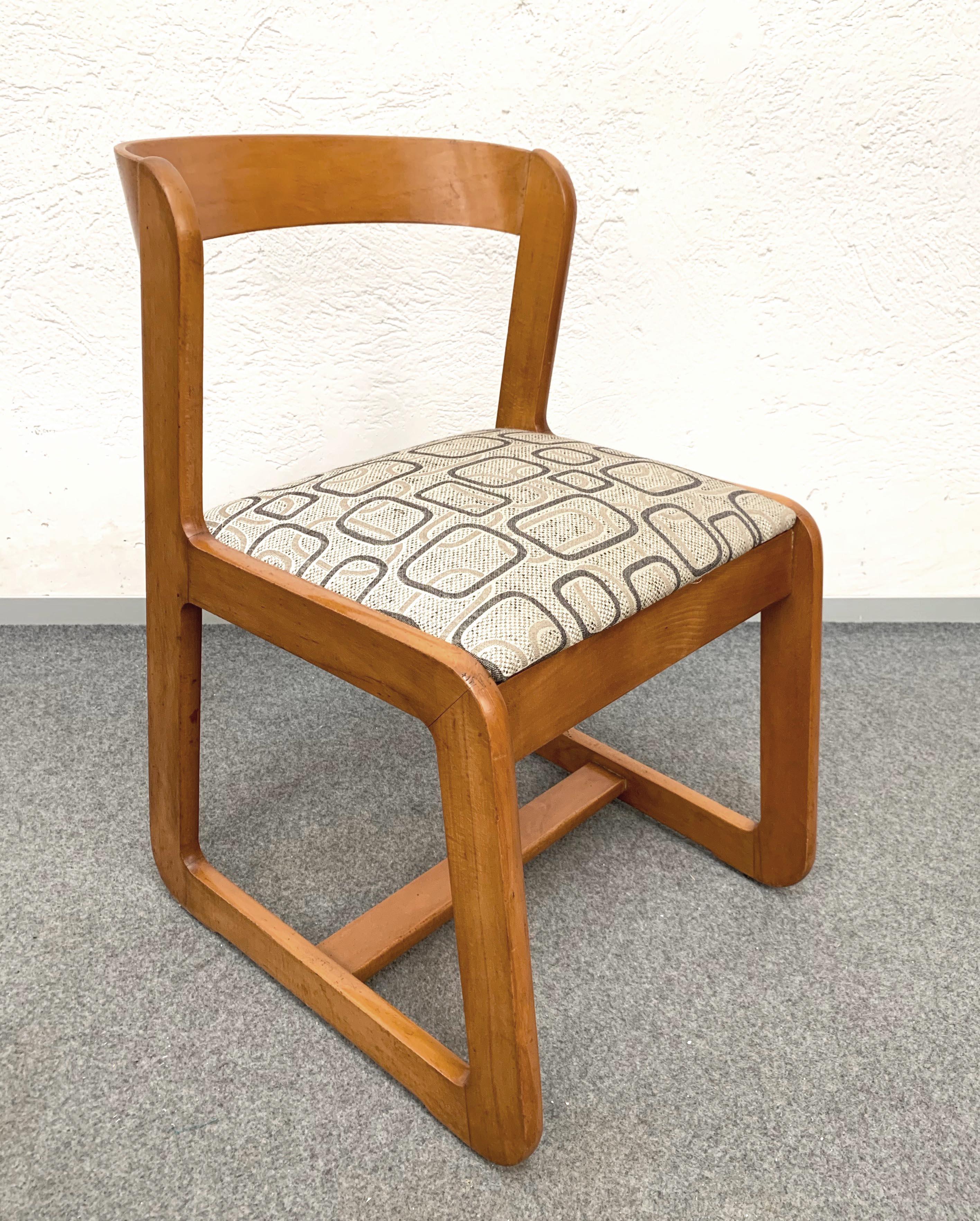 Willy Rizzo Midcentury Wooden and Fabric Italian Chairs for Mario Sabot, 1970 In Good Condition In Roma, IT