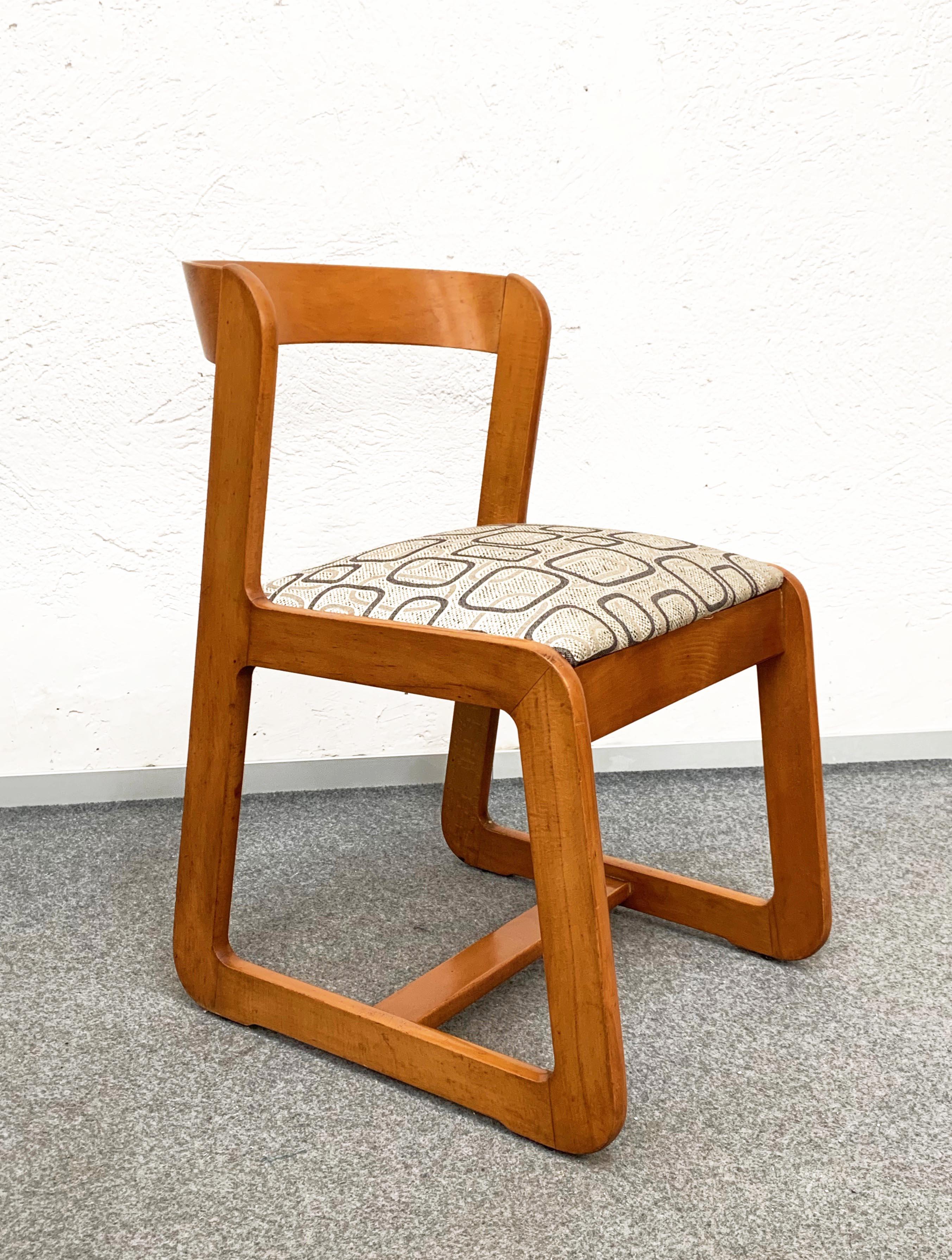 Willy Rizzo Midcentury Wooden and Fabric Italian Chairs for Mario Sabot, 1970 1