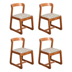 Willy Rizzo Midcentury Wooden and Fabric Italian Chairs for Mario Sabot, 1970