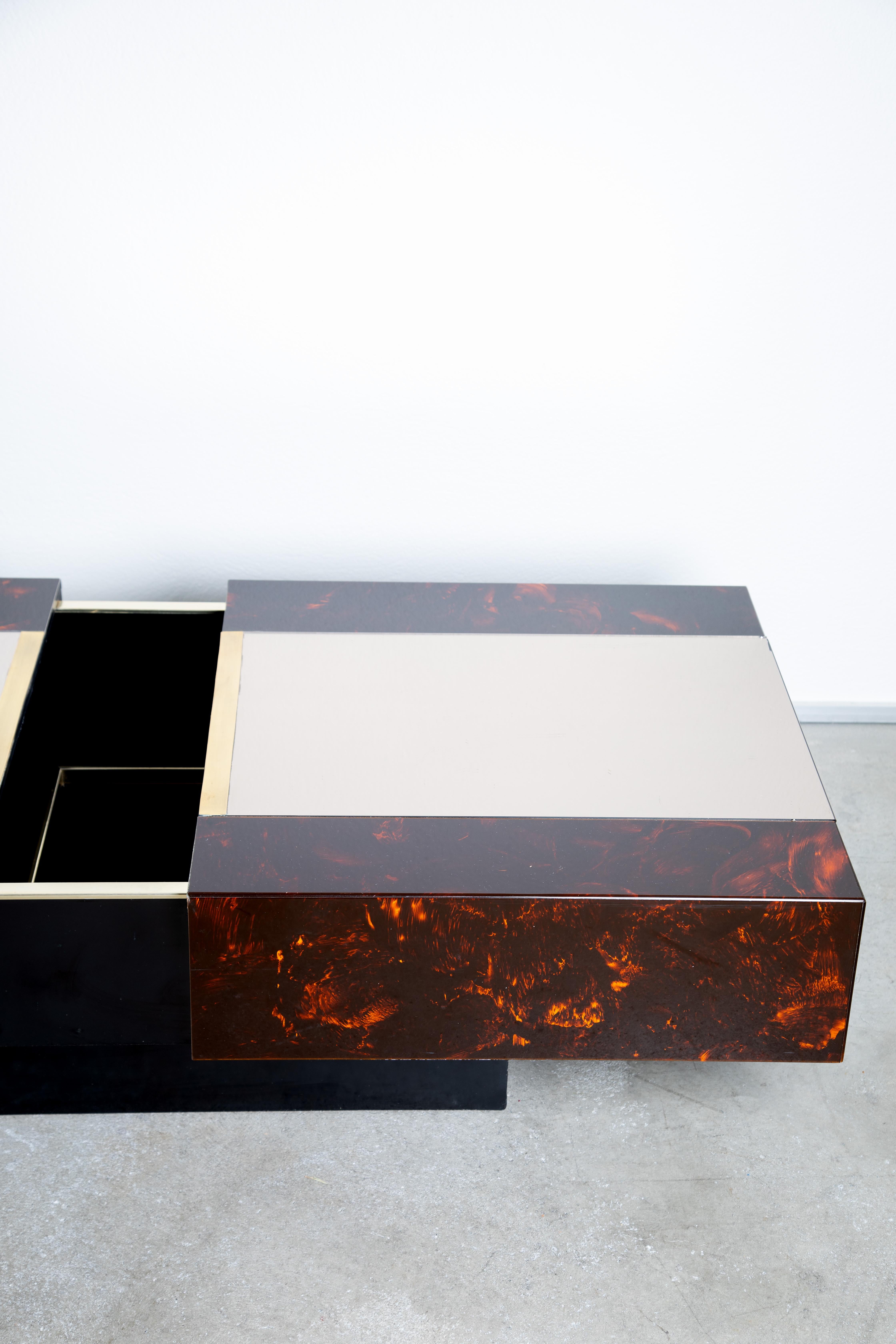 Willy Rizzo Mirror Table Bar In Good Condition In Collonge-Bellerive, GE