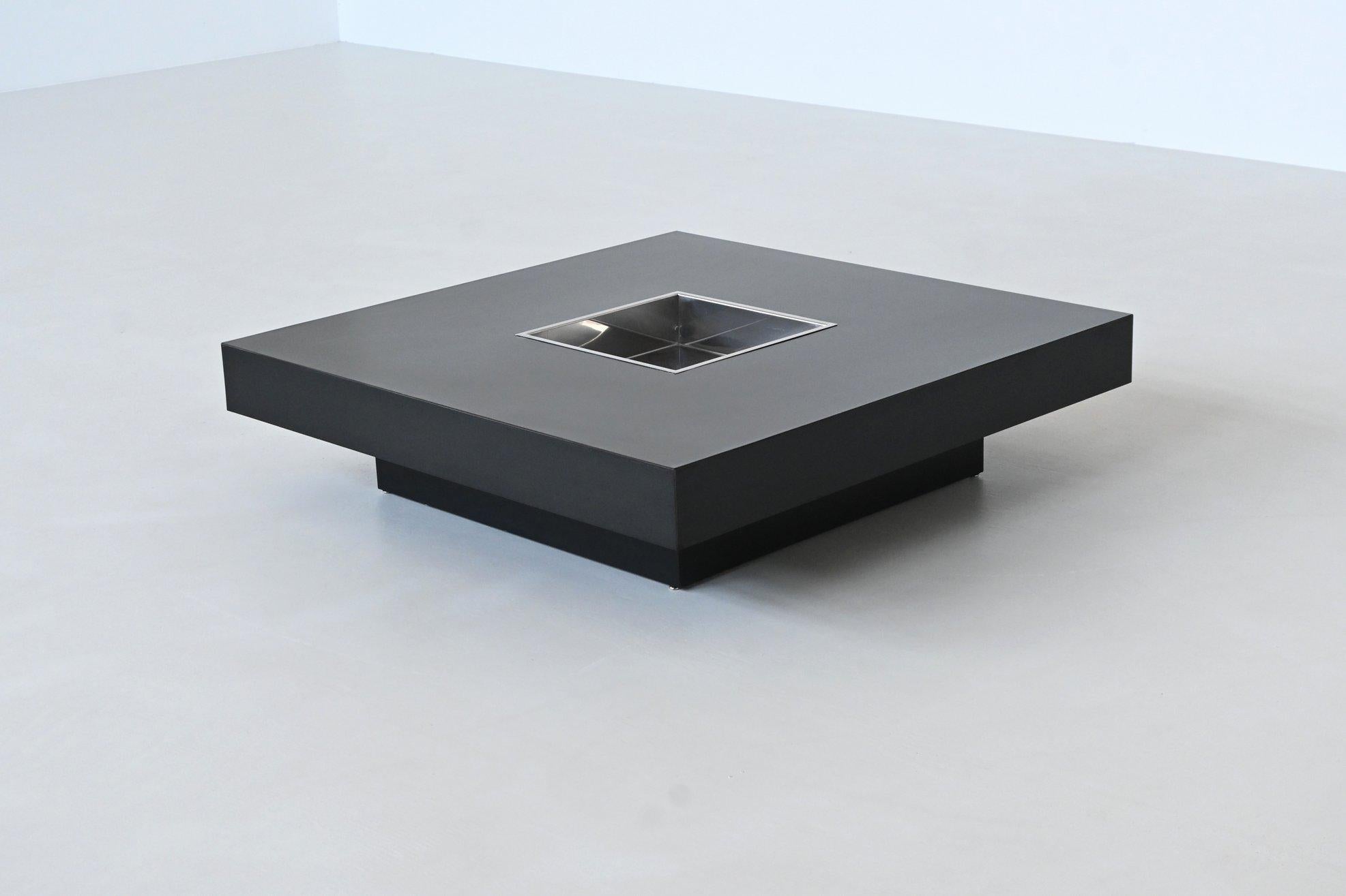Mid-Century Modern Table basse de bar en noir Willy Rizzo modèle TRV Belgique 1970