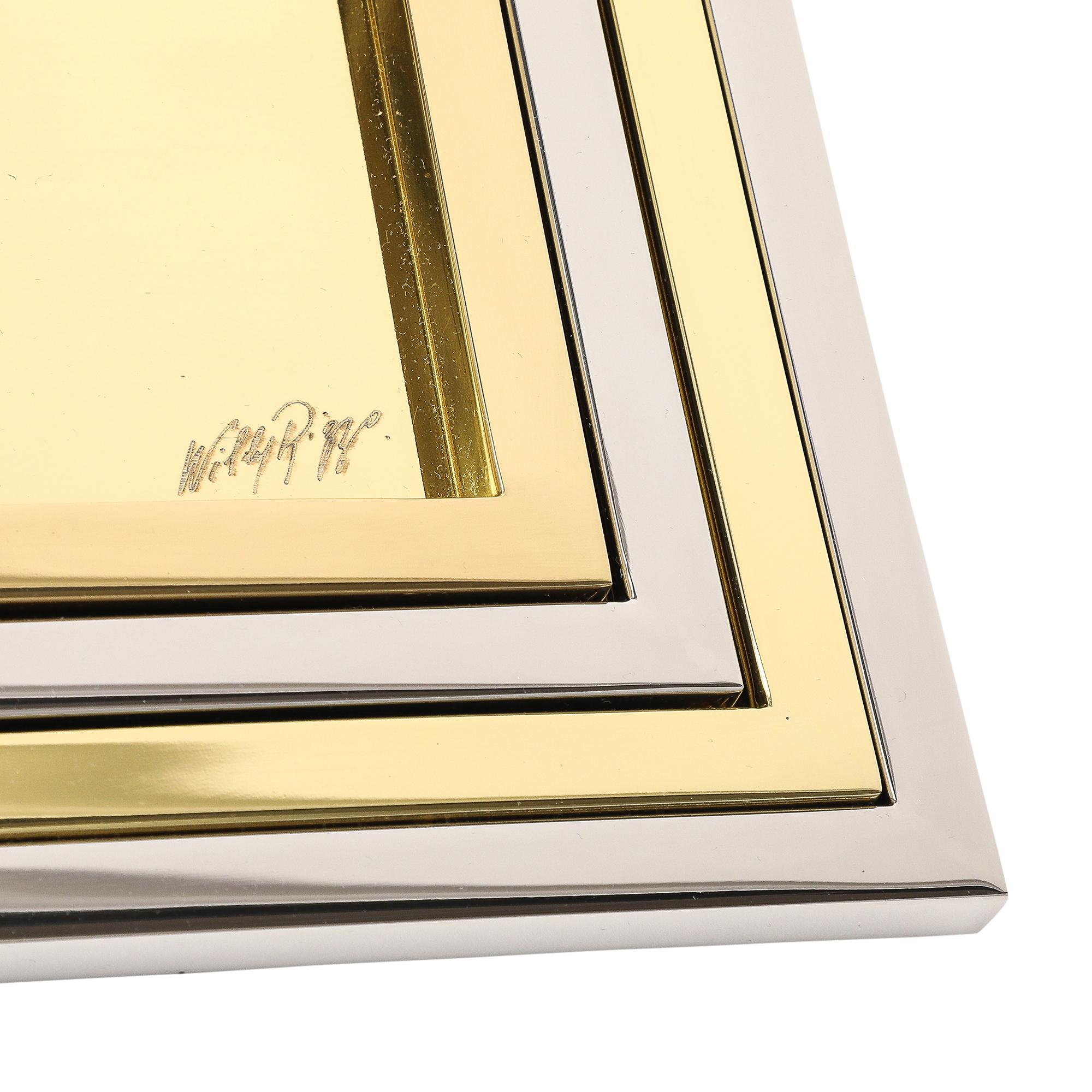 Willy Rizzo Nesting Trays, Brass, Stainless Steel, Signed For Sale 3