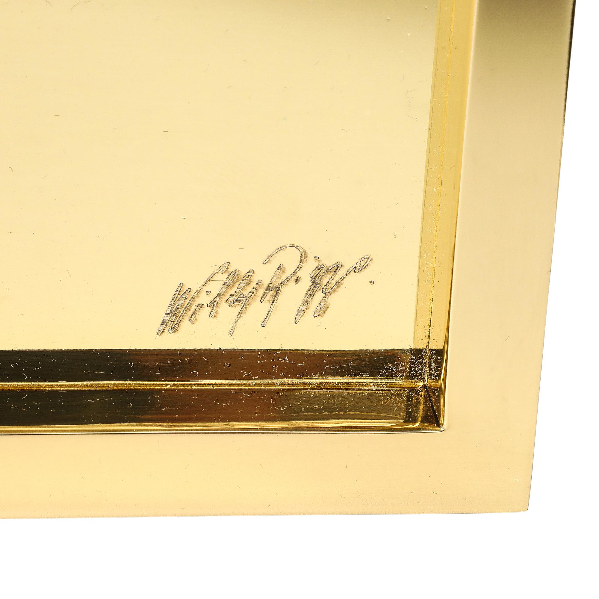 Willy Rizzo Nesting Trays, Brass, Stainless Steel, Signed For Sale 10