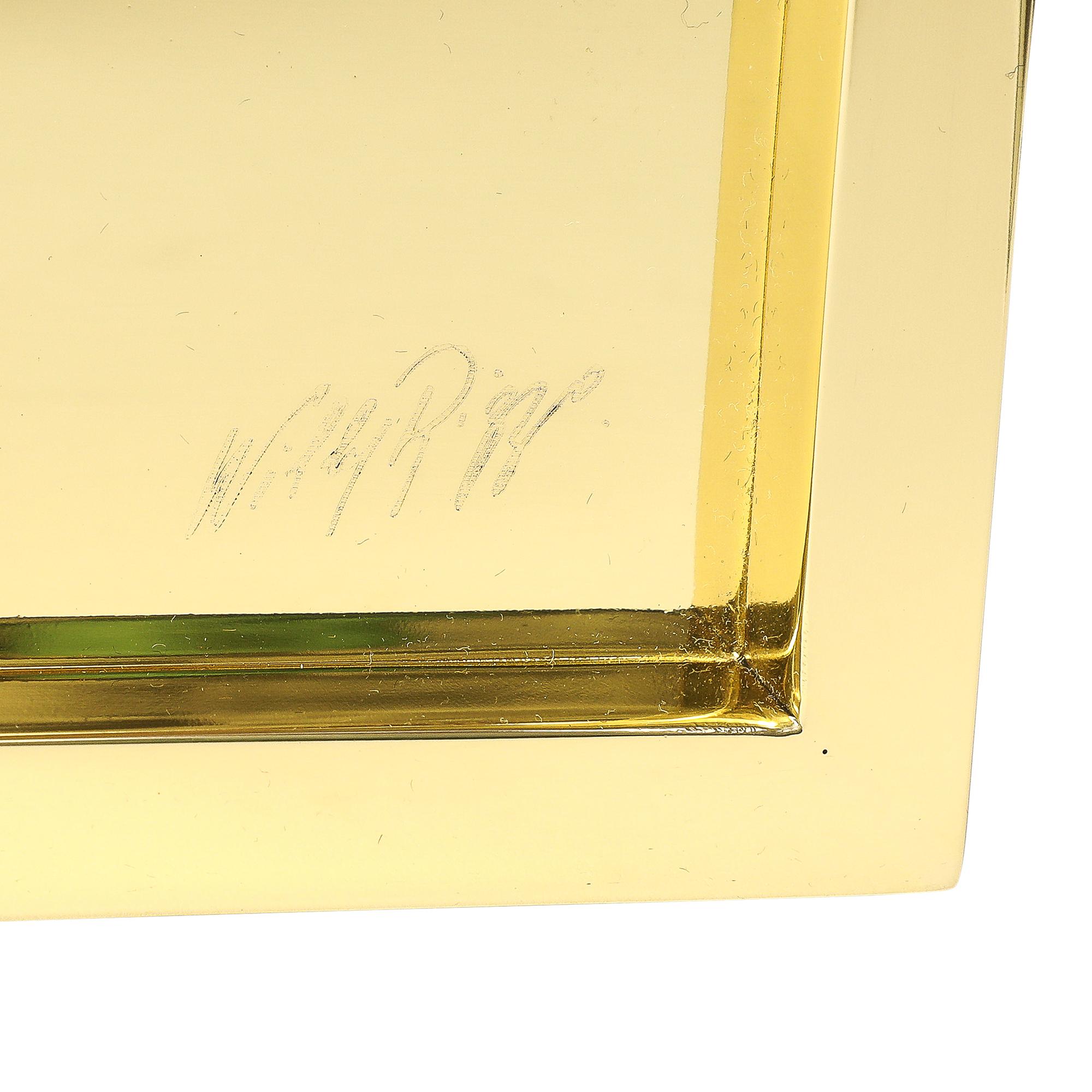 Willy Rizzo Nesting Trays, Brass, Stainless Steel, Signed For Sale 13