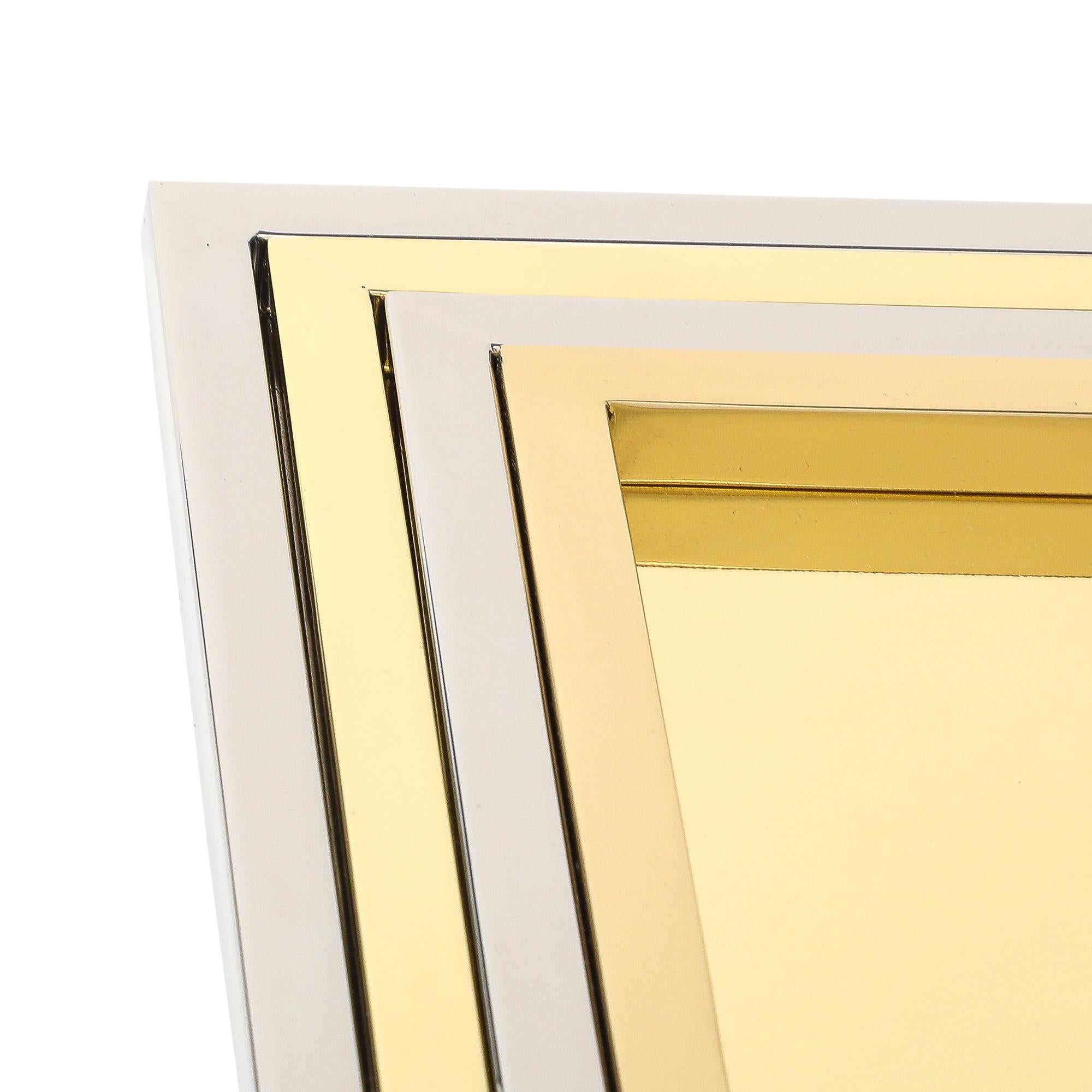 Contemporary Willy Rizzo Nesting Trays, Brass, Stainless Steel, Signed For Sale