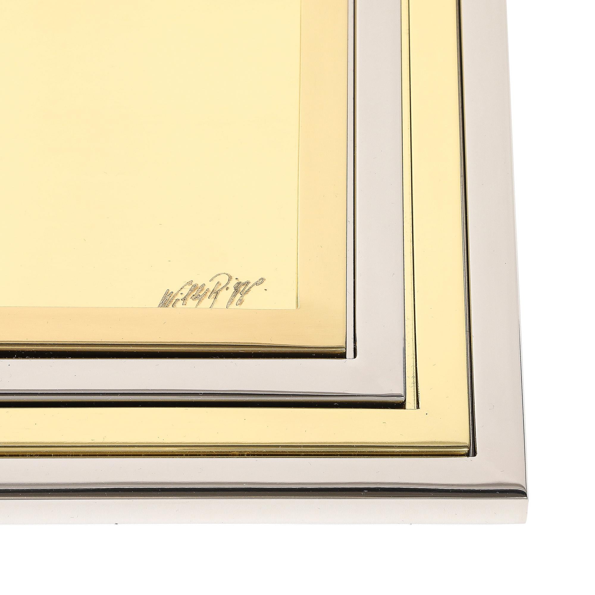 Willy Rizzo Nesting Trays, Brass, Stainless Steel, Signed For Sale 2