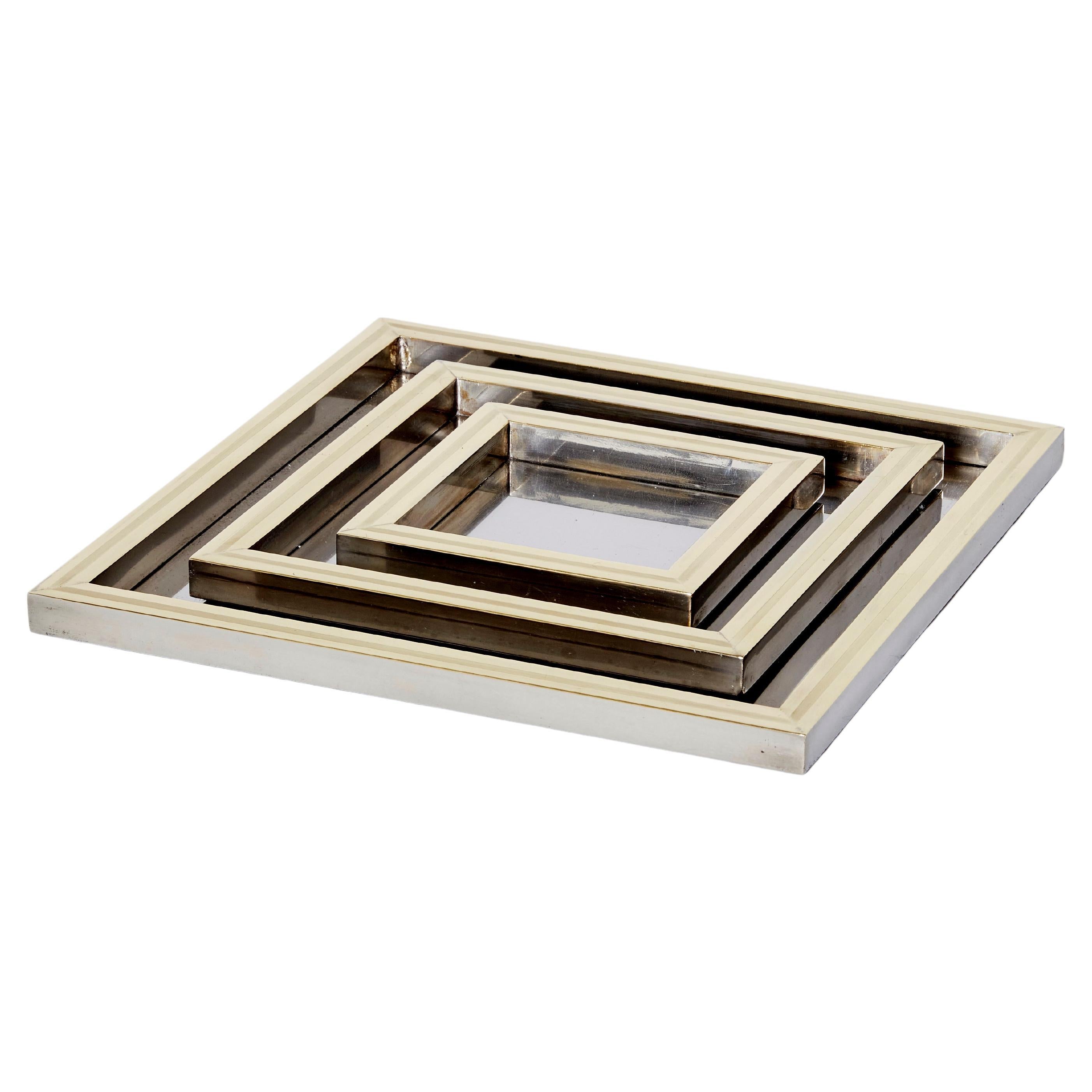 Midcentury Marble Effect Lucite and Steel Octagonal Serving Tray, Italy,  1980s For Sale at 1stDibs