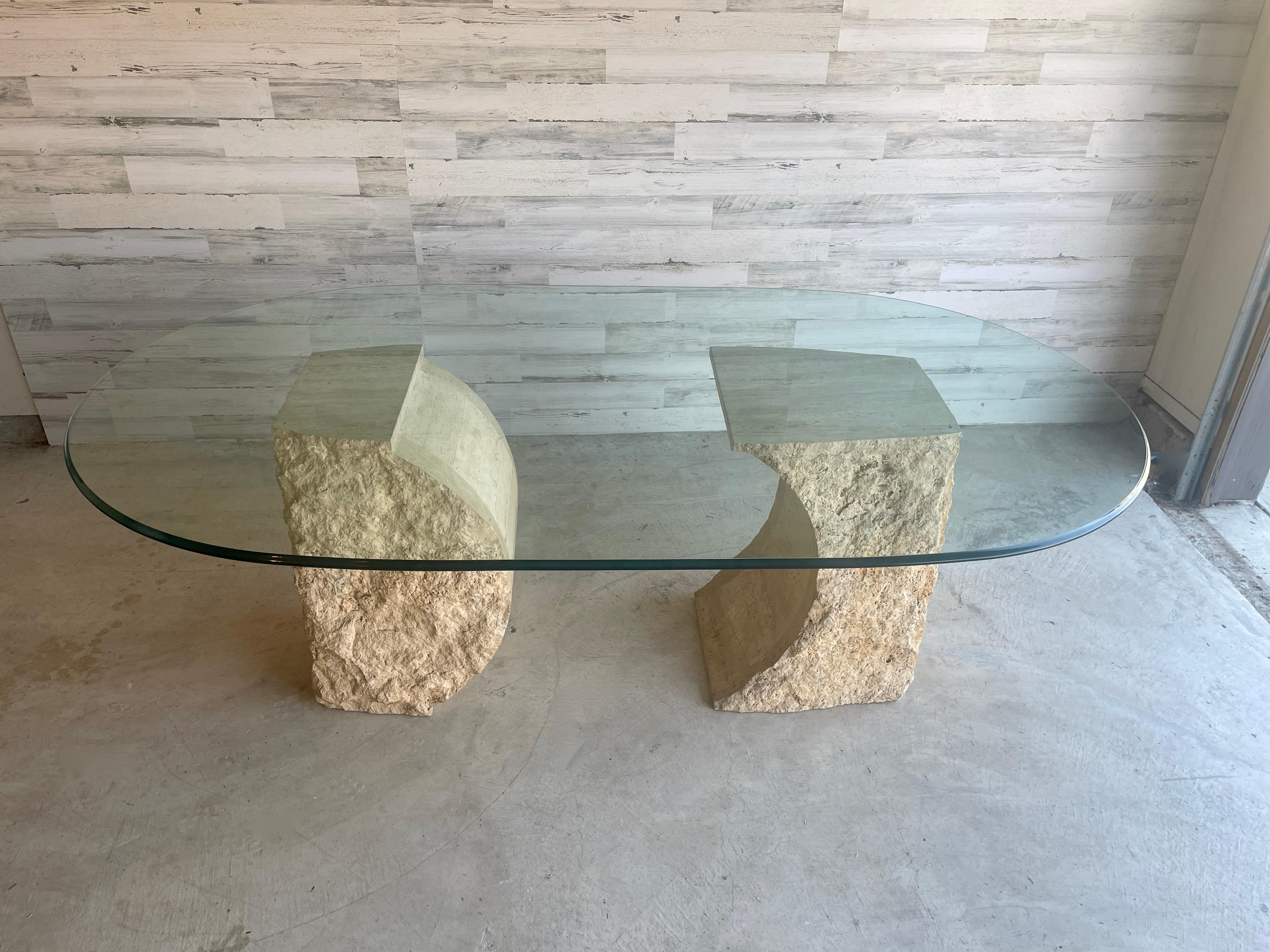Willy Rizzo Organic Modern Travertine Dining Table  For Sale 9