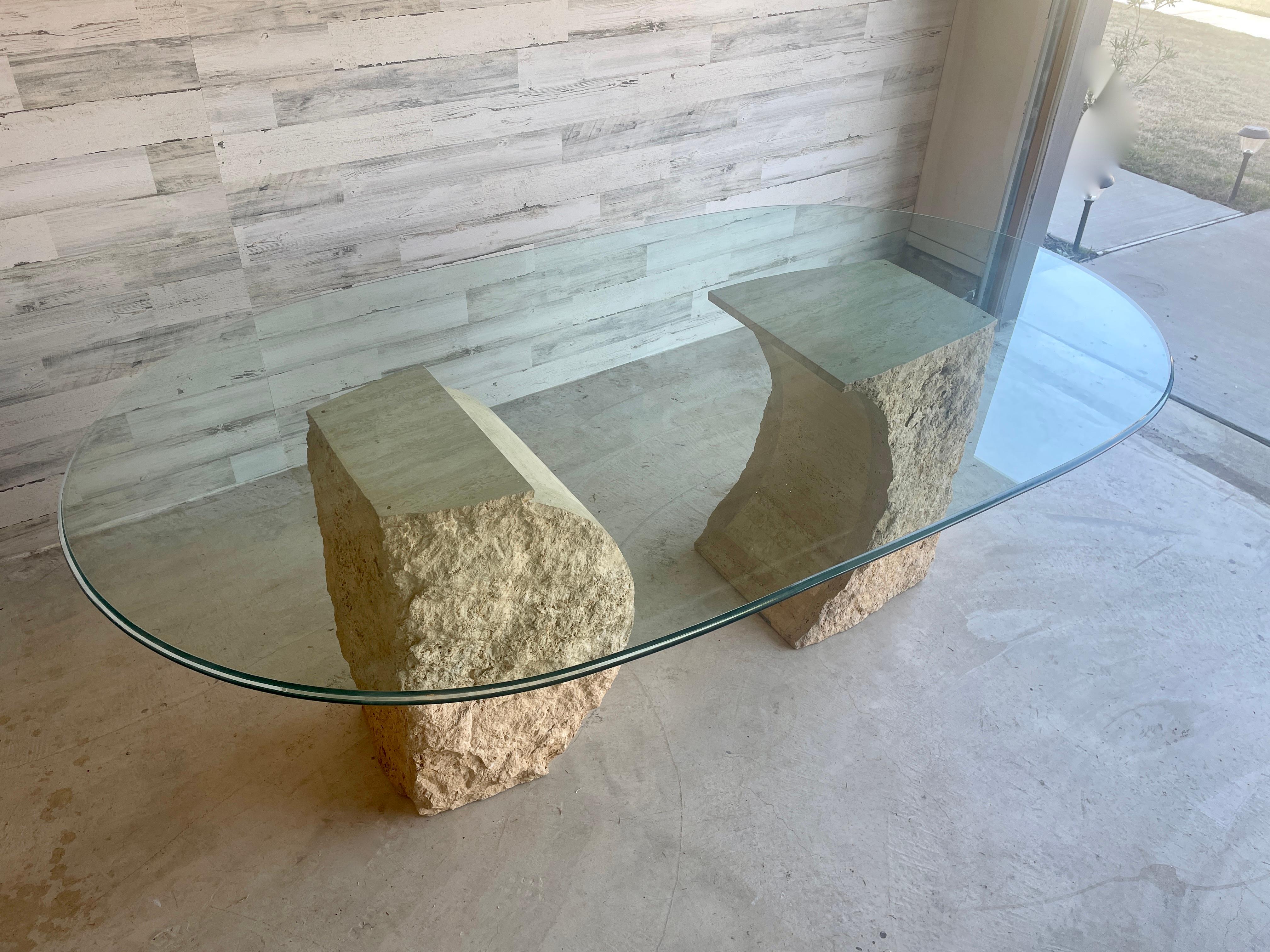 Willy Rizzo Organic Modern Travertine Dining Table  For Sale 11