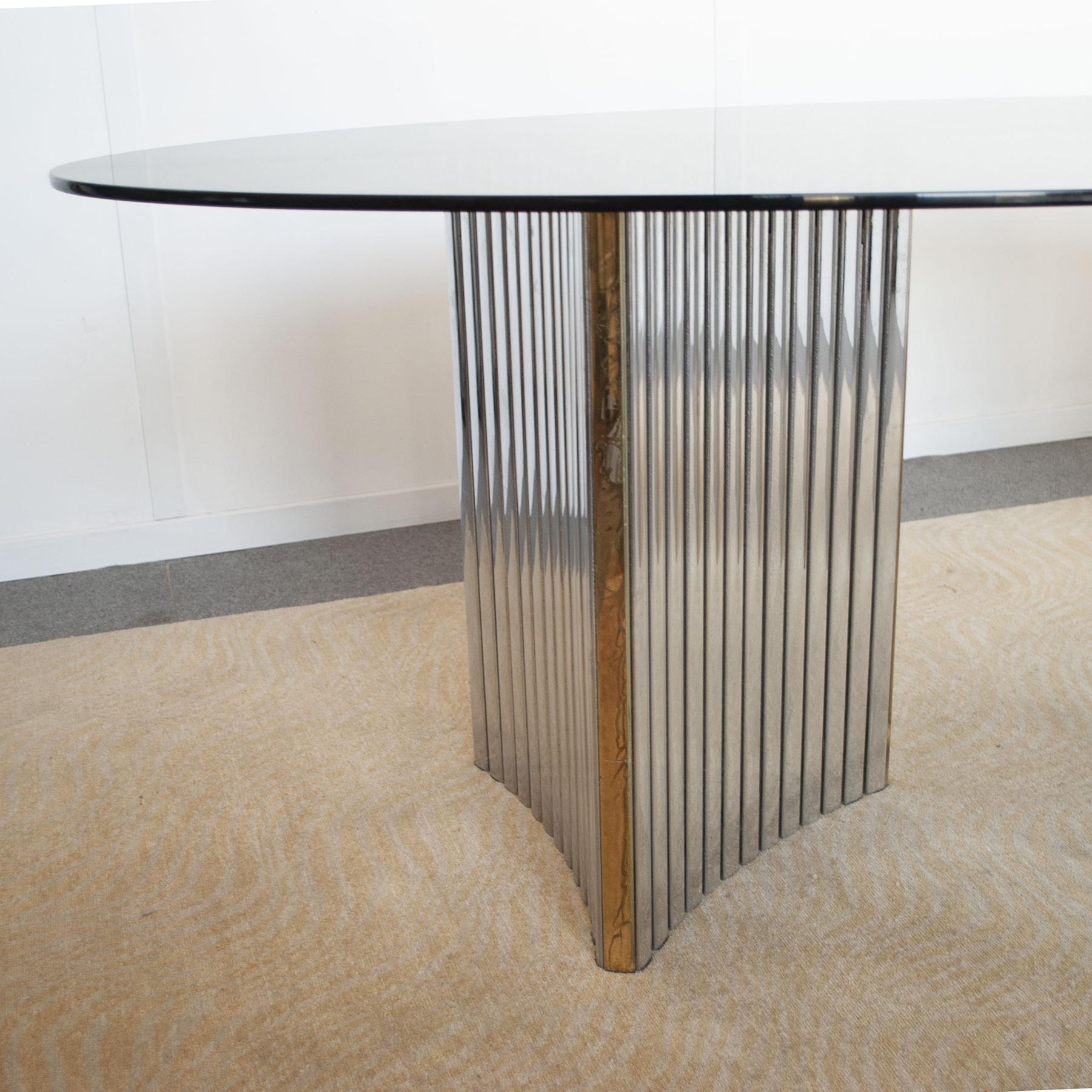 Late 20th Century Willy Rizzo oval dinning table 70's.