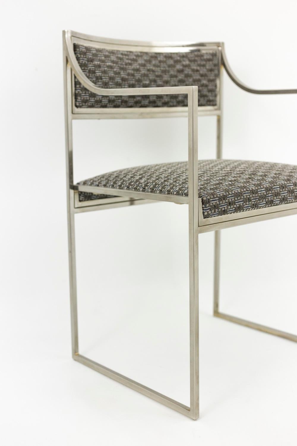 Willy Rizzo, Chromed Metal Armchair, 1970s For Sale 4