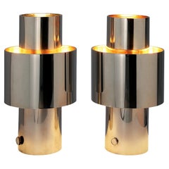 Willy Rizzo Pair of 'Love' Table Lamps in Chrome and Copper
