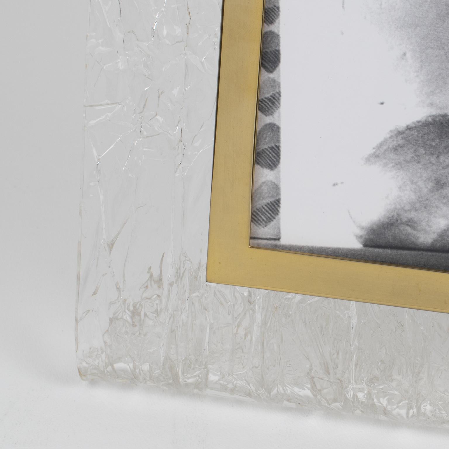 Cadre Willy Rizzo en laiton et lucite à effet de glace, vers 1970 en vente 6