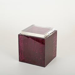 Grande secchiello per il ghiaccio in lucite smerigliata viola di Willy Rizzo, Italia, anni '70