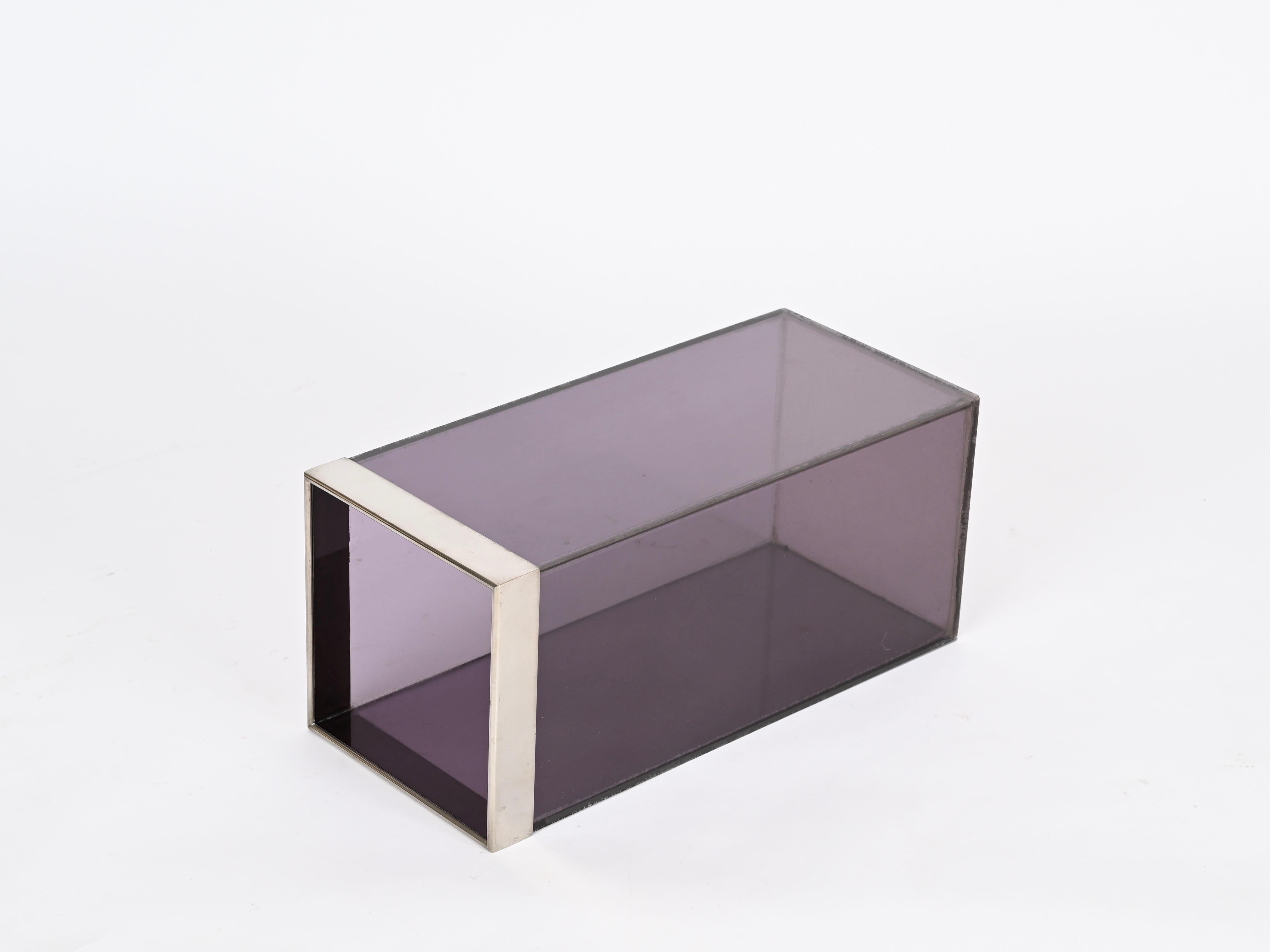 Portaombrelli italiano Willy Rizzo in lucite viola lavanda e cromo, anni '70 in vendita 3