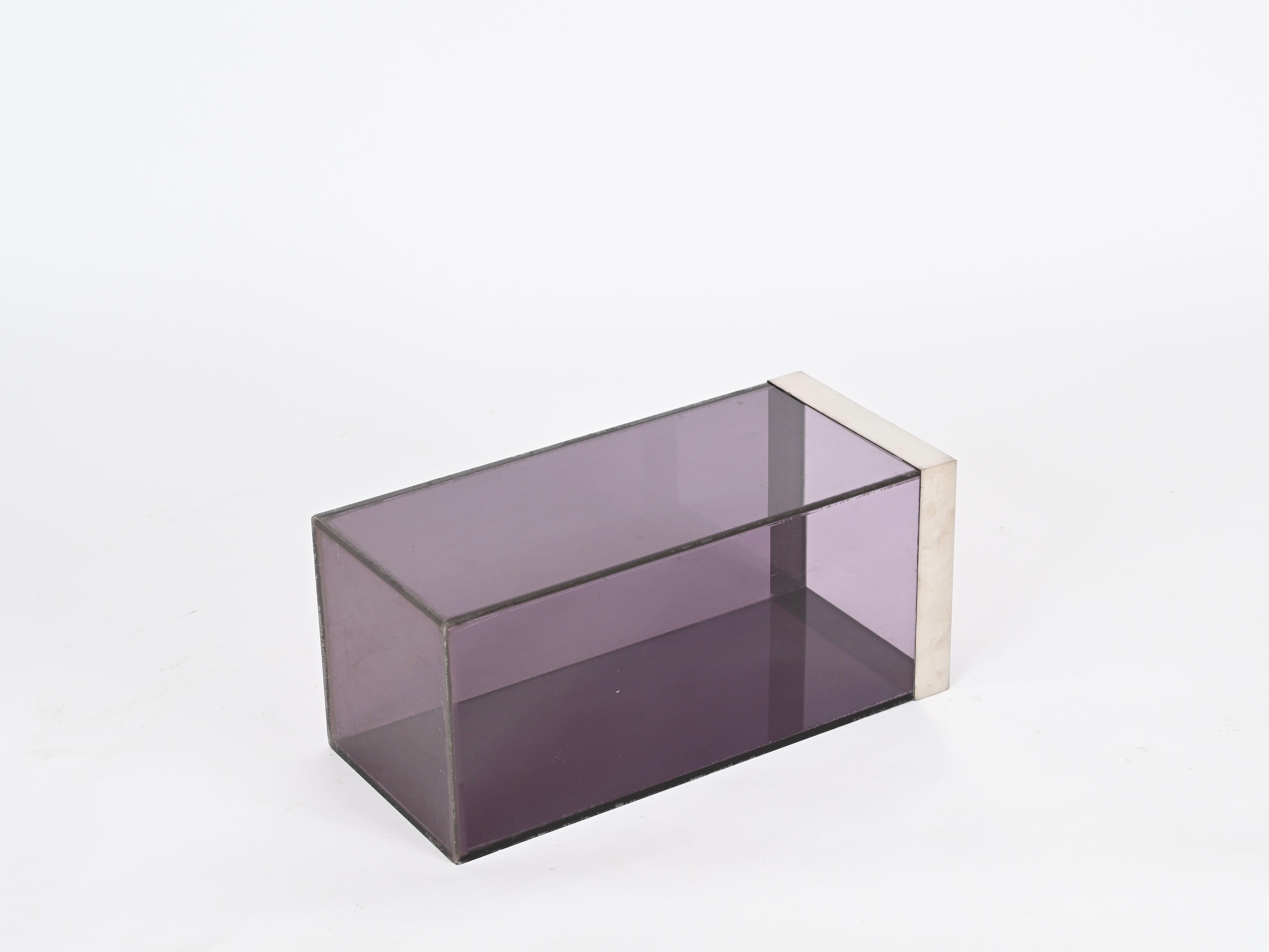 Portaombrelli italiano Willy Rizzo in lucite viola lavanda e cromo, anni '70 in vendita 4