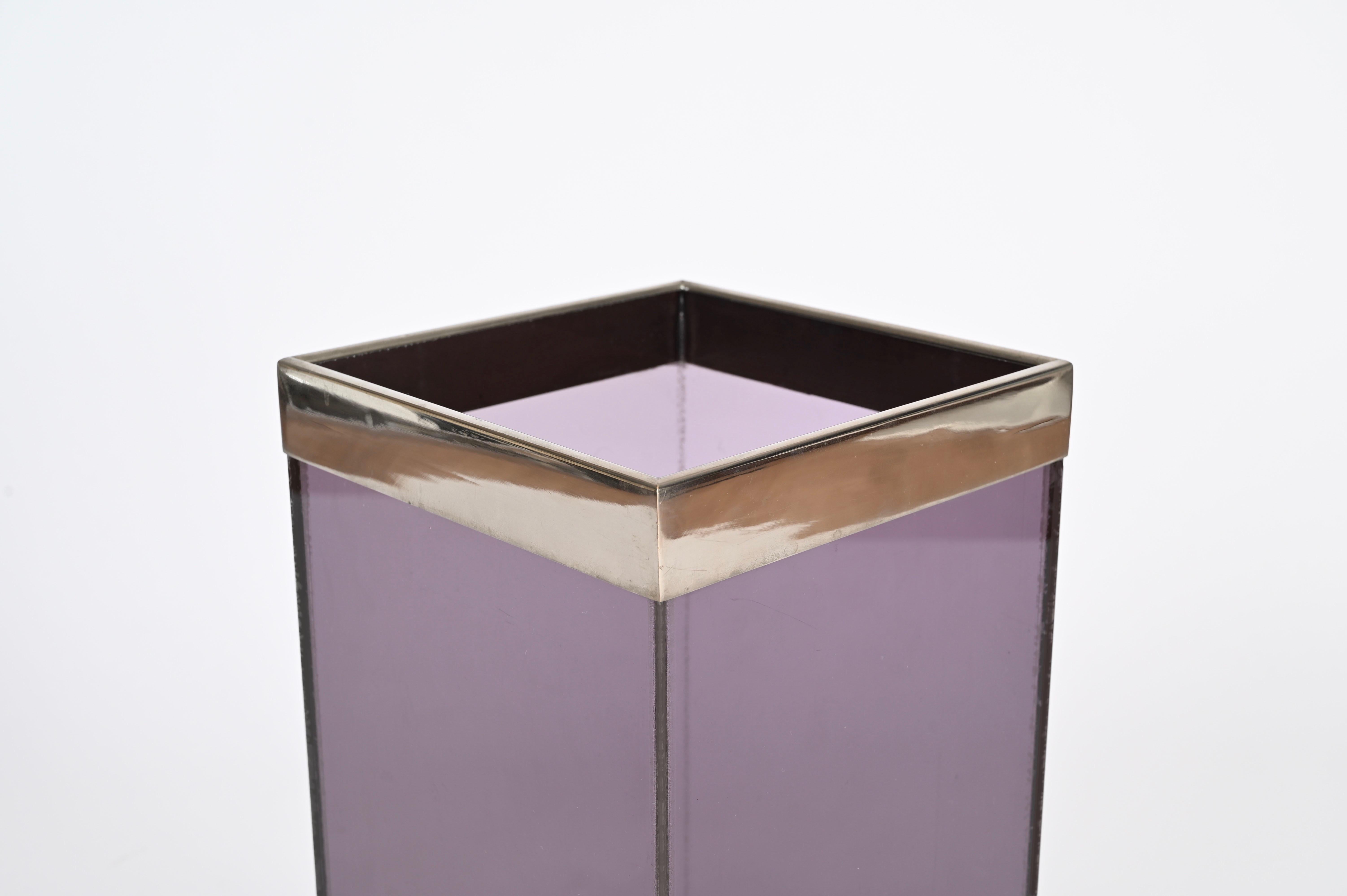 Portaombrelli italiano Willy Rizzo in lucite viola lavanda e cromo, anni '70 in vendita 5