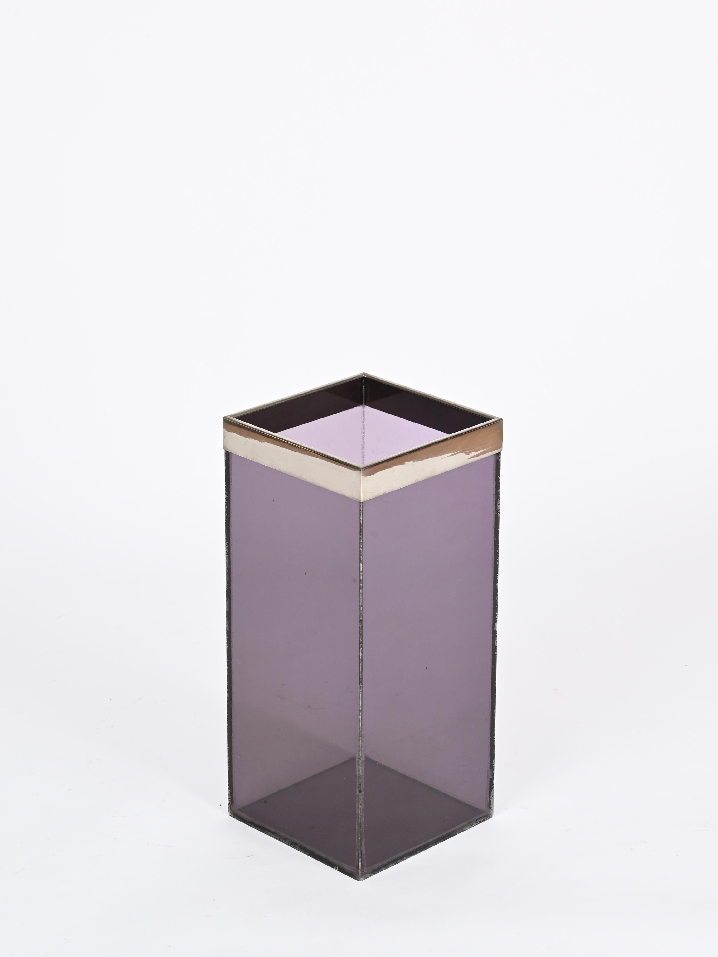 Mid-Century moderno Portaombrelli italiano Willy Rizzo in lucite viola lavanda e cromo, anni '70 in vendita