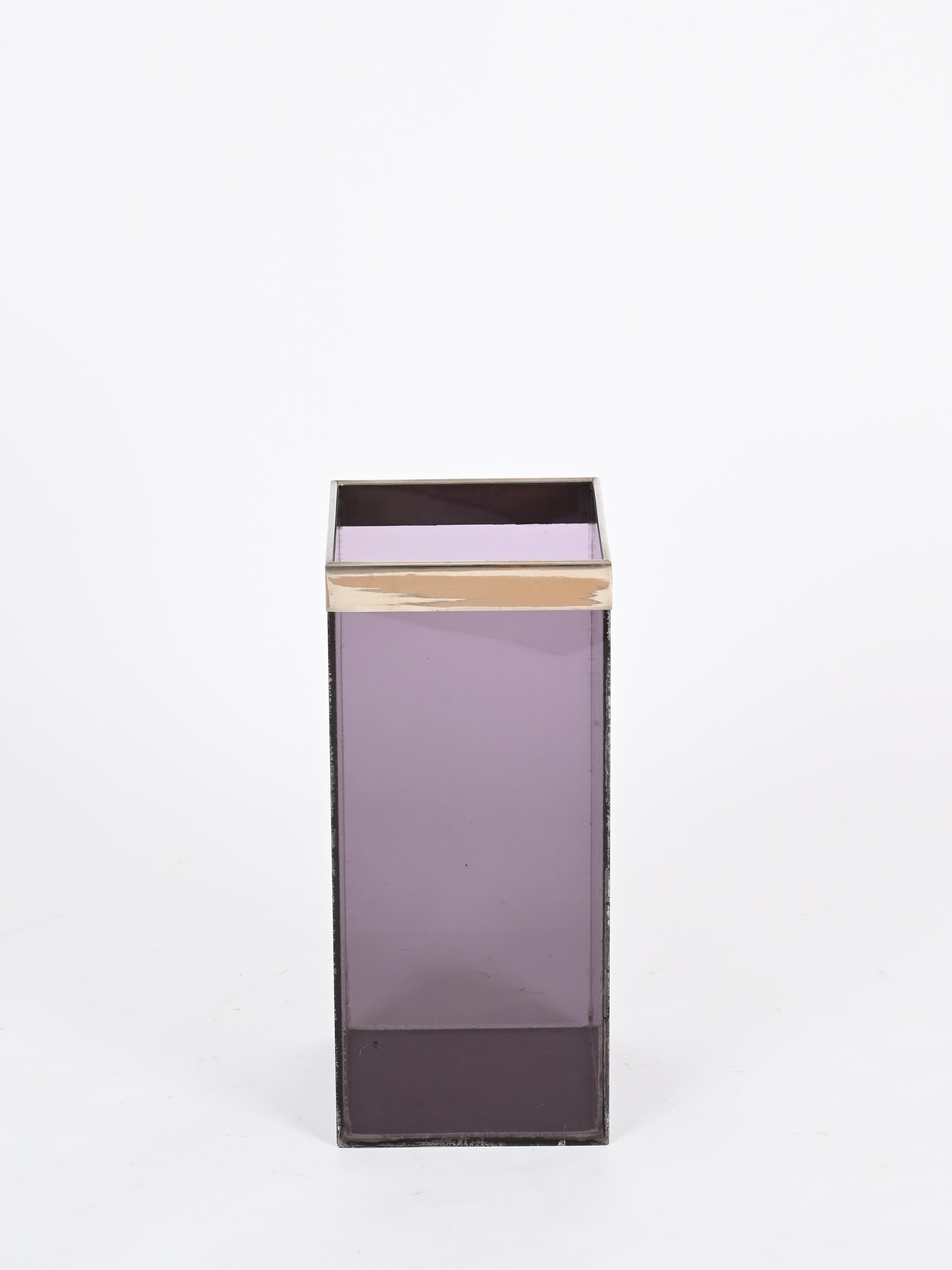 Italiano Portaombrelli italiano Willy Rizzo in lucite viola lavanda e cromo, anni '70 in vendita